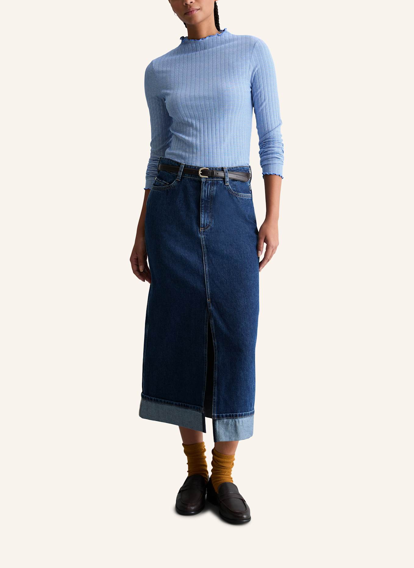 Marc O'Polo DENIM Ripp-Longsleeve: BLAU