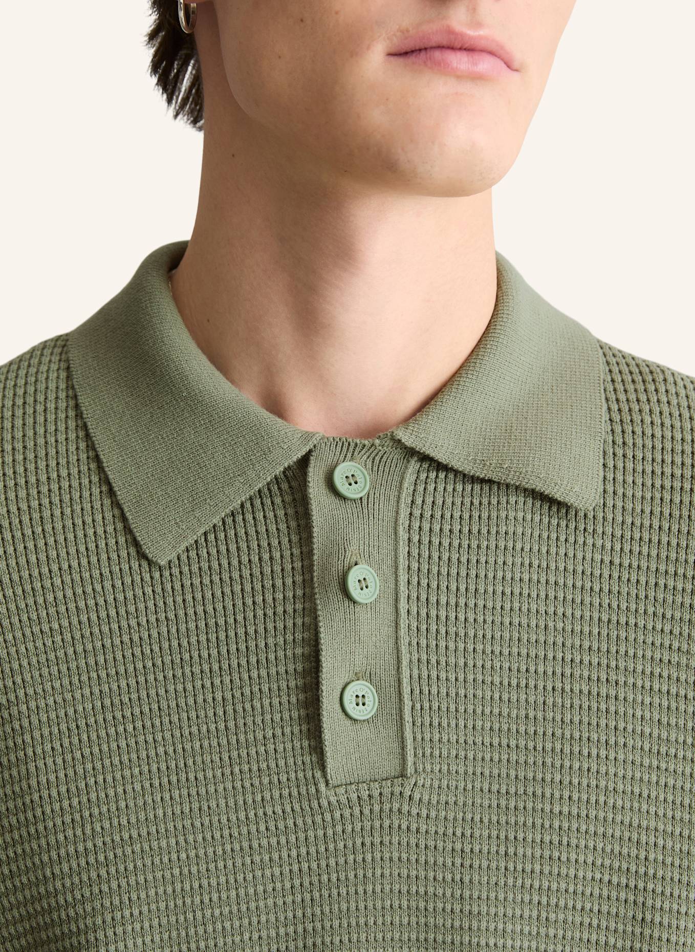 Marc O'Polo DENIM Strick Poloshirt: GRAU