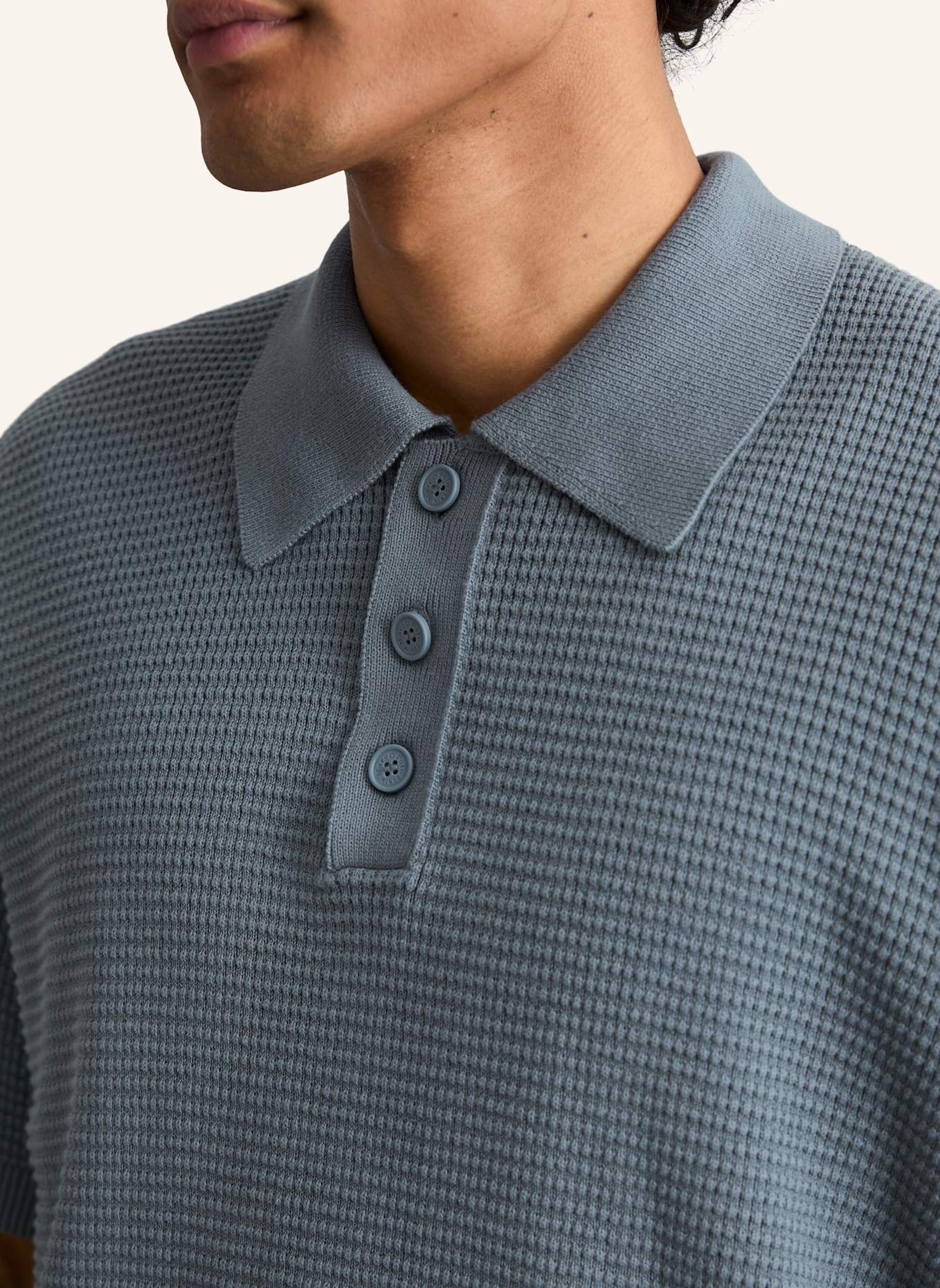 Marc O'Polo DENIM Strick Poloshirt: BLAU