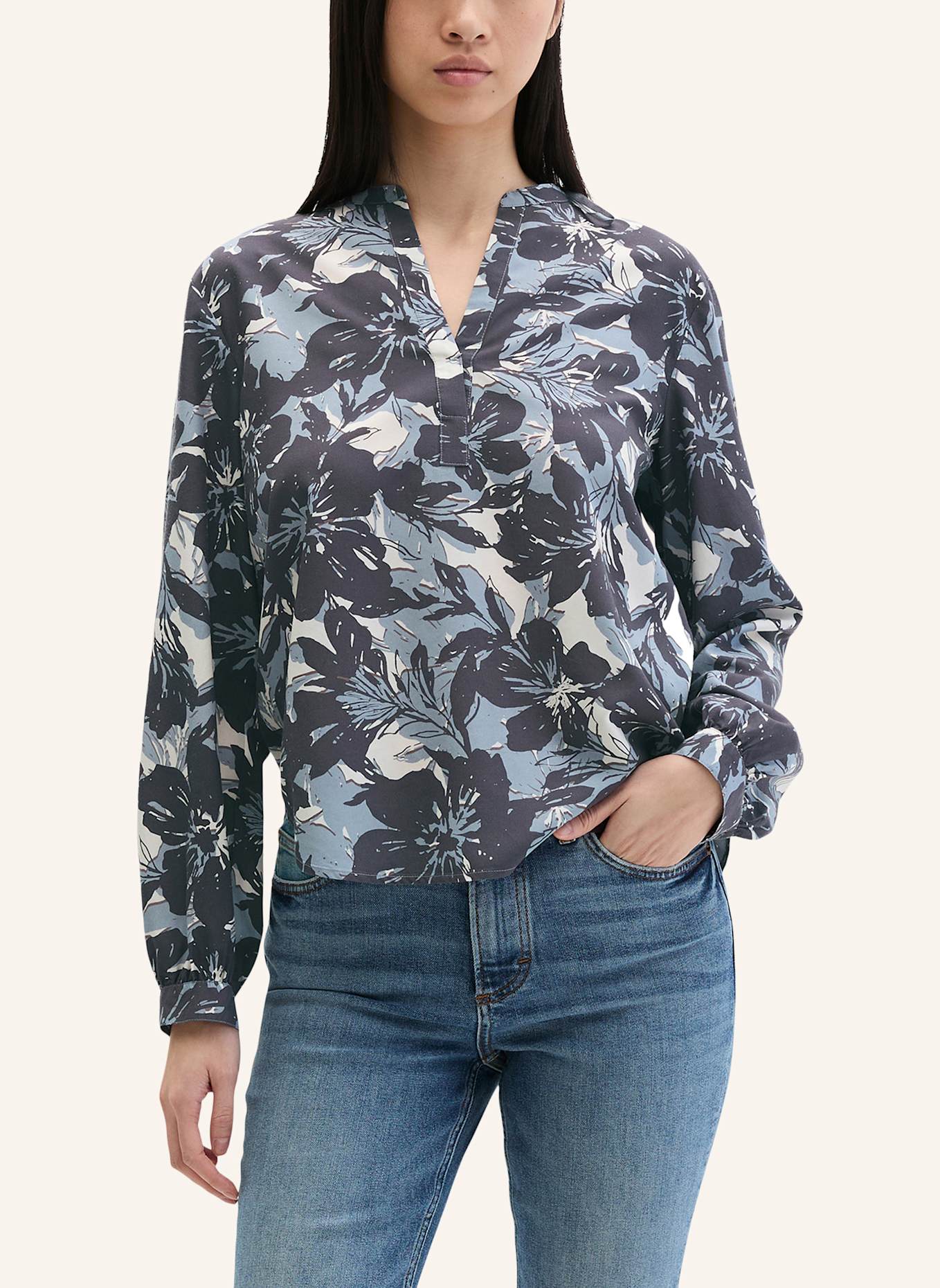 Marc O'Polo Print-Bluse: DUNKELGRAU
