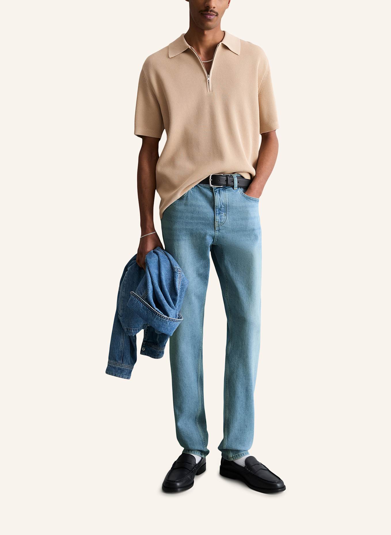 Marc O'Polo DENIM Strick-Poloshirt: BEIGE