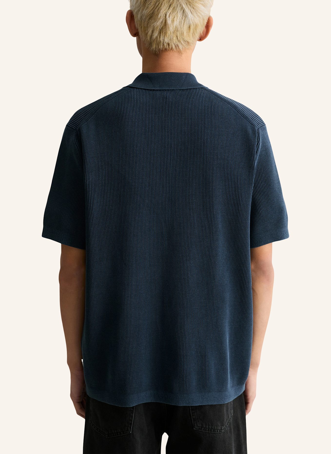 Marc O'Polo DENIM Strick-Poloshirt: DUNKELBLAU