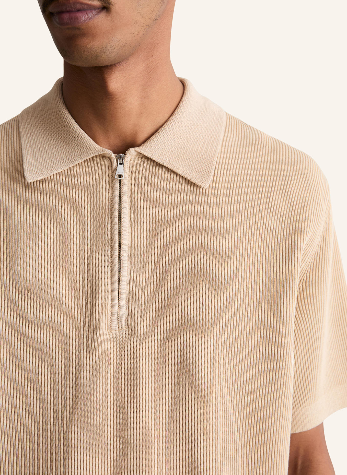 Marc O'Polo DENIM Strick-Poloshirt: BEIGE