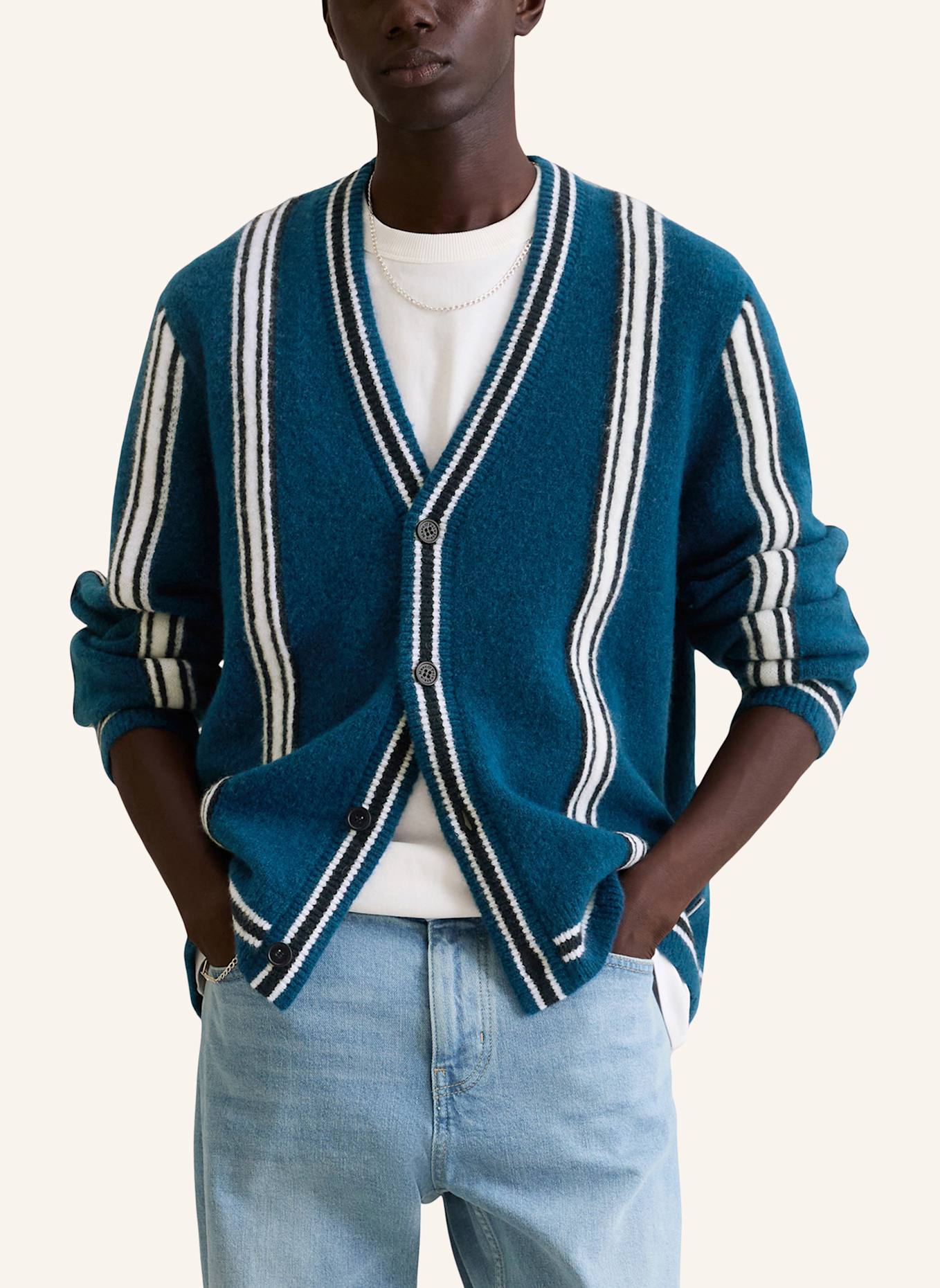 Marc O'Polo DENIM Strickjacke: DUNKELBLAU