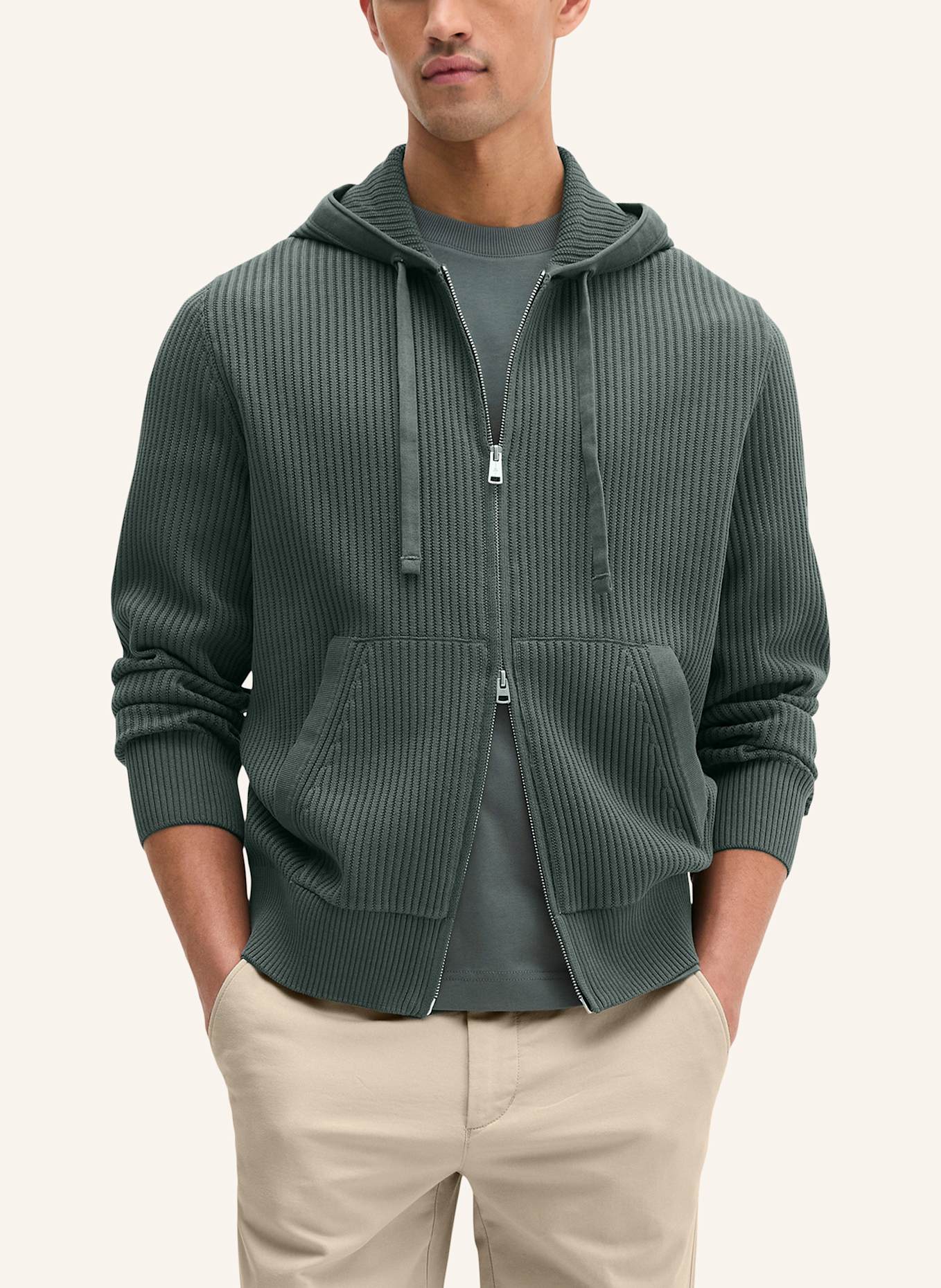 Marc O'Polo Kapuzen-Strickjacke: DUNKELGRAU