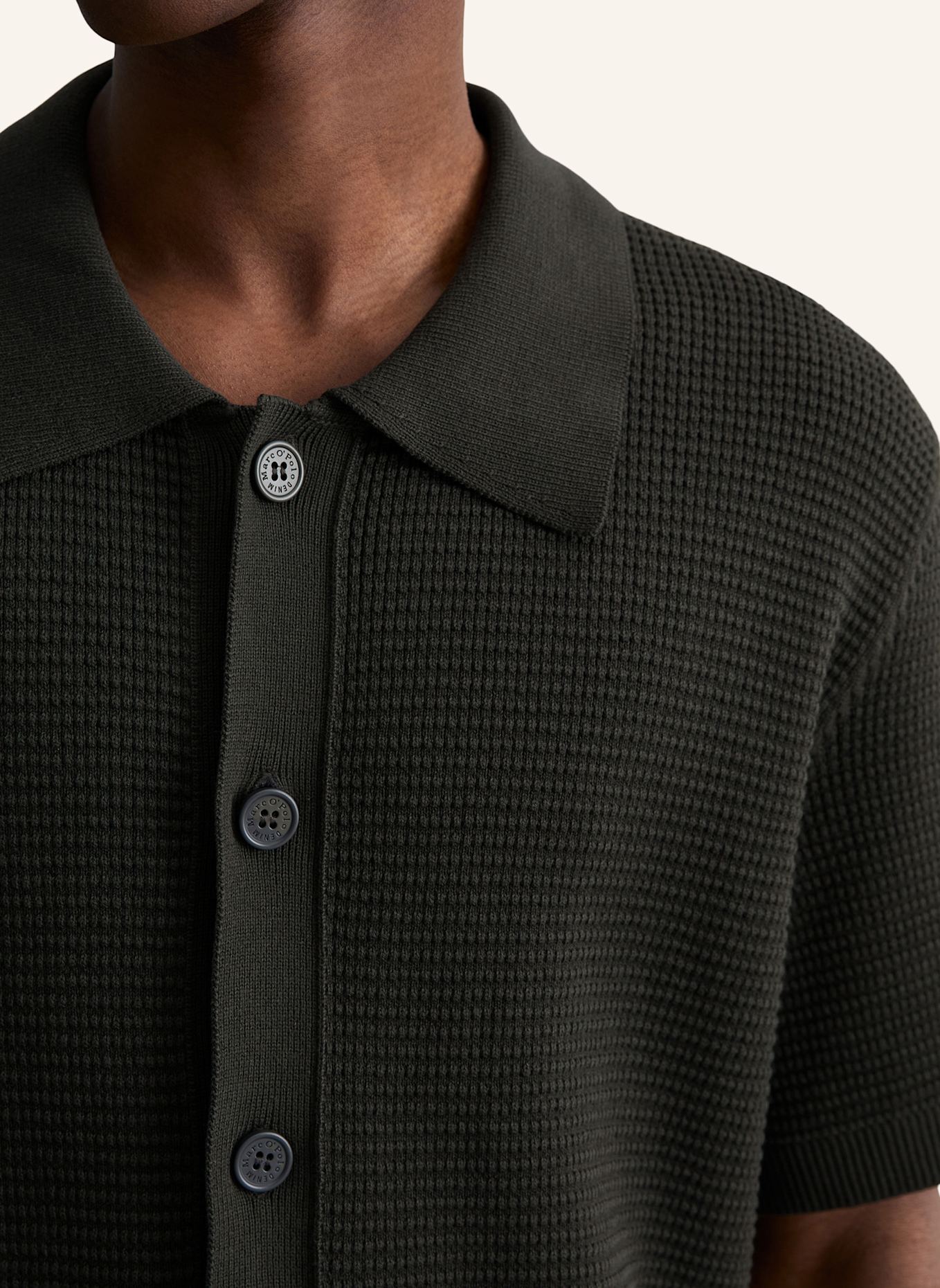 Marc O'Polo DENIM Strick Poloshirt: DUNKELGRAU