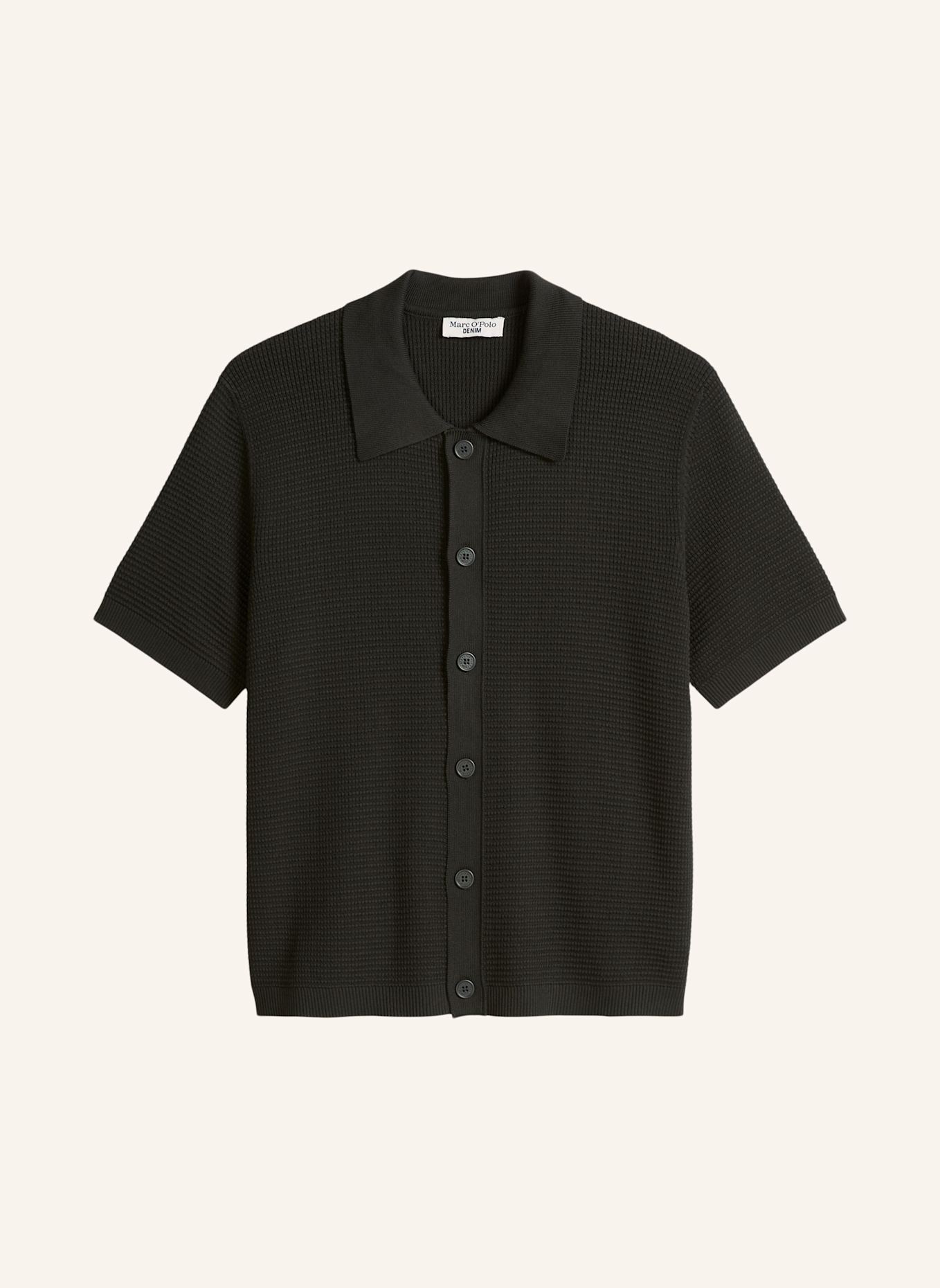 Marc O'Polo DENIM Strick Poloshirt: DUNKELGRAU