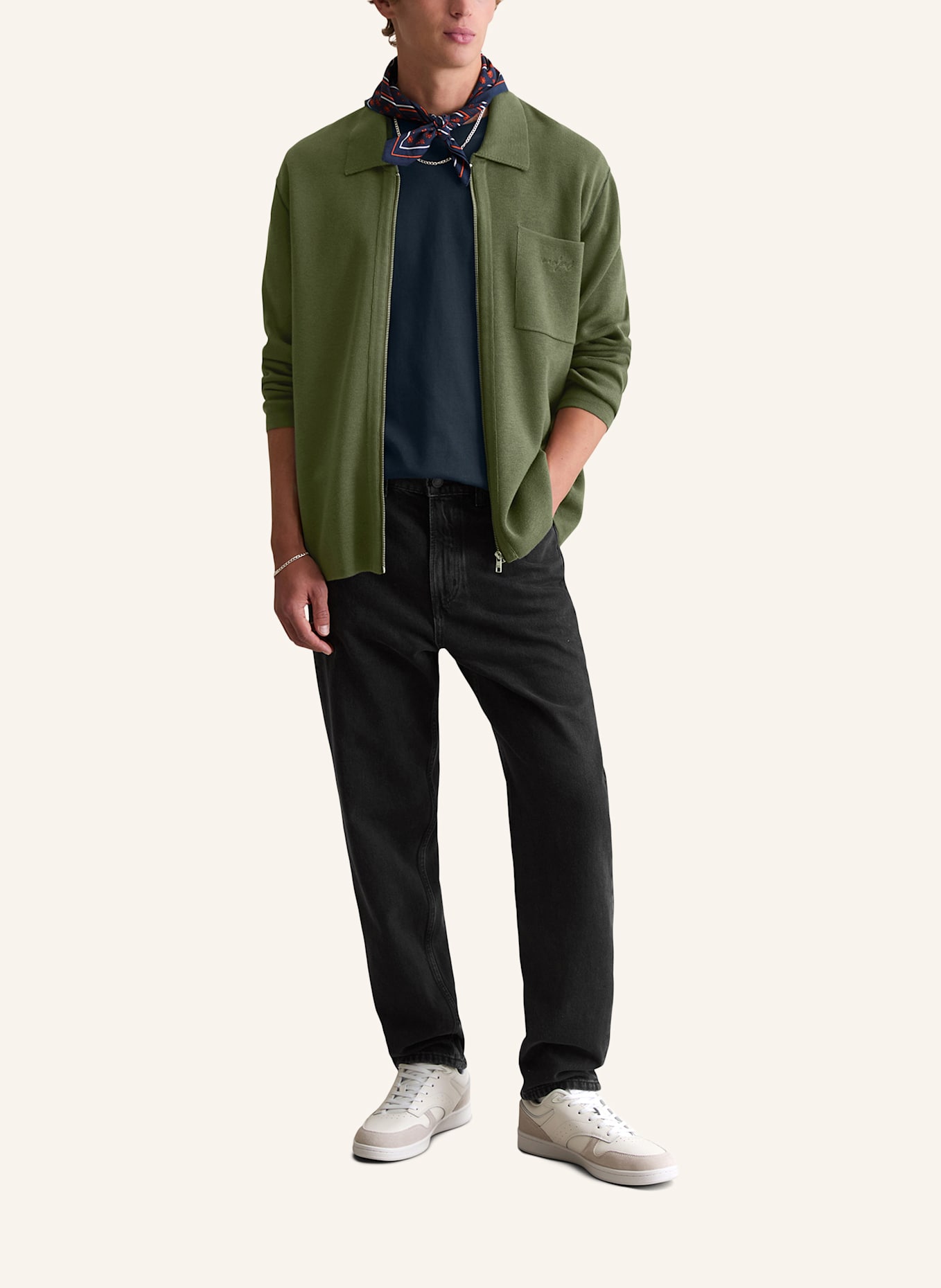 Marc O'Polo DENIM Strickjacke: DUNKELGRÜN