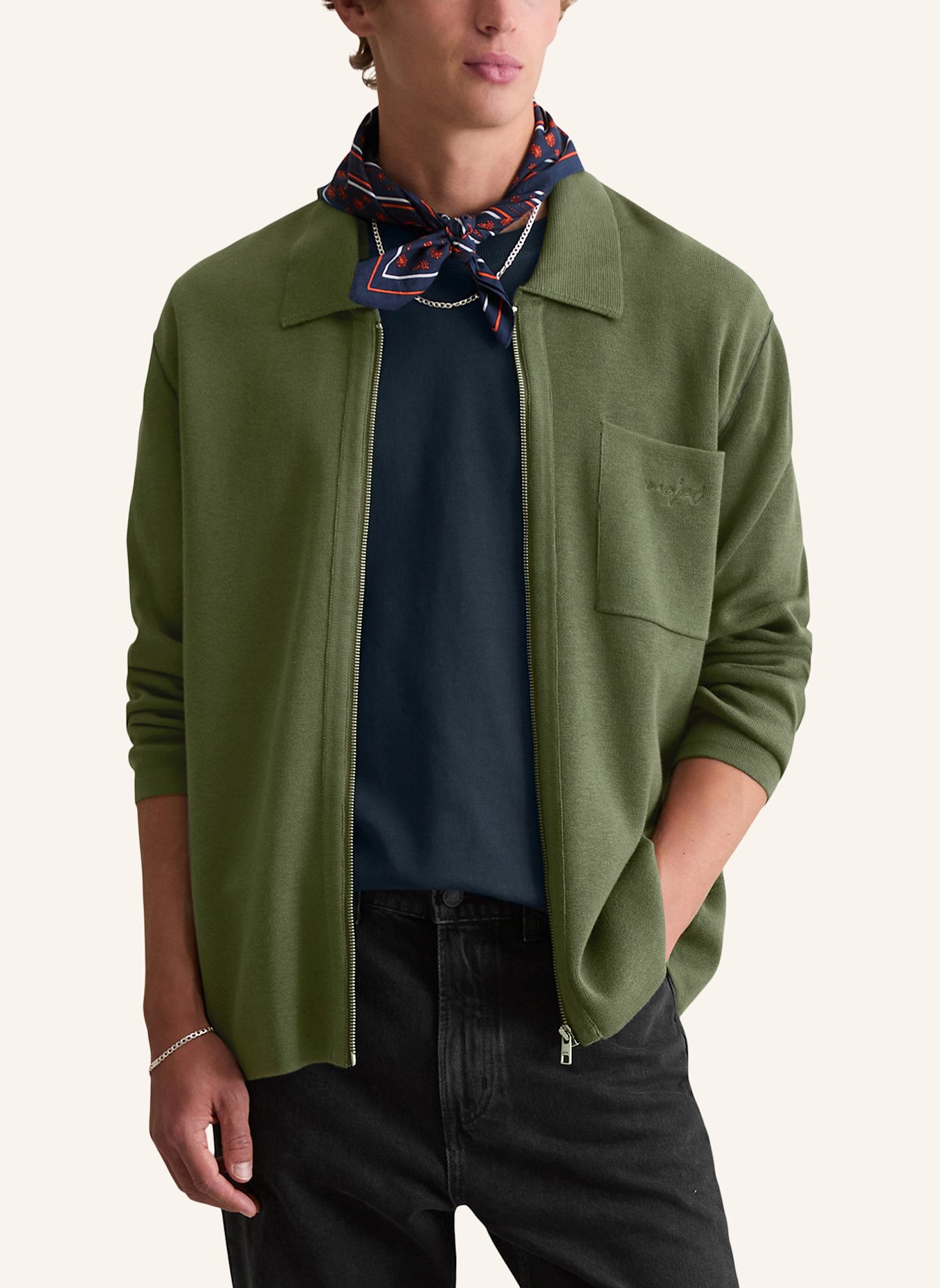 Marc O'Polo DENIM Strickjacke: DUNKELGRÜN