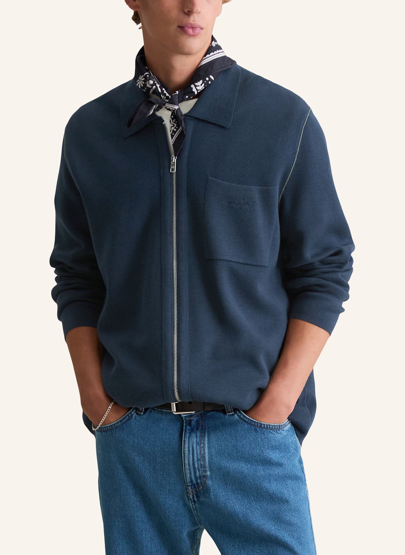 Marc O'Polo DENIM Strickjacke: DUNKELBLAU