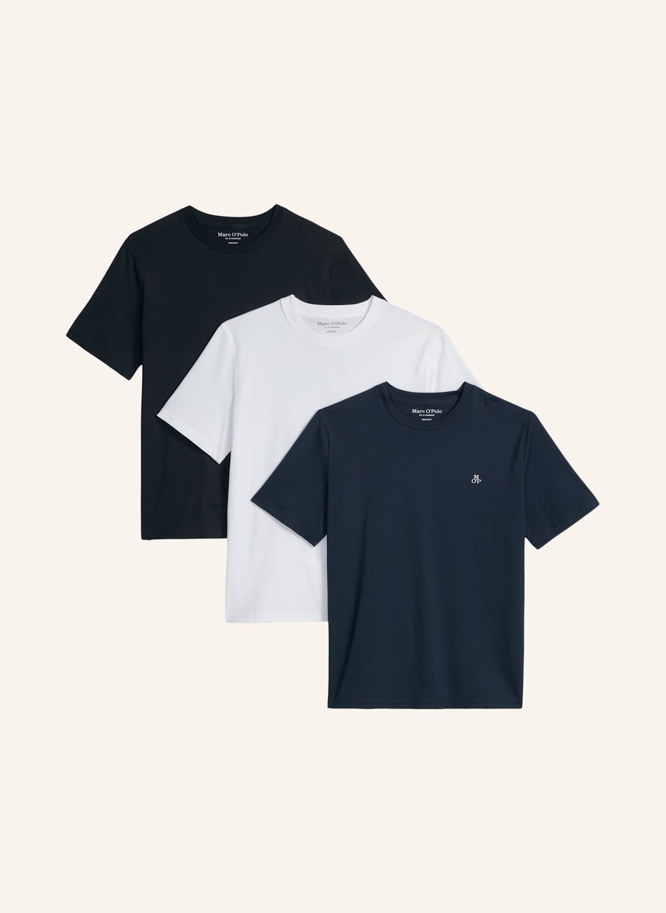 Marc O'Polo T-Shirt Dreierpack: WEISS/ DUNKELBLAU