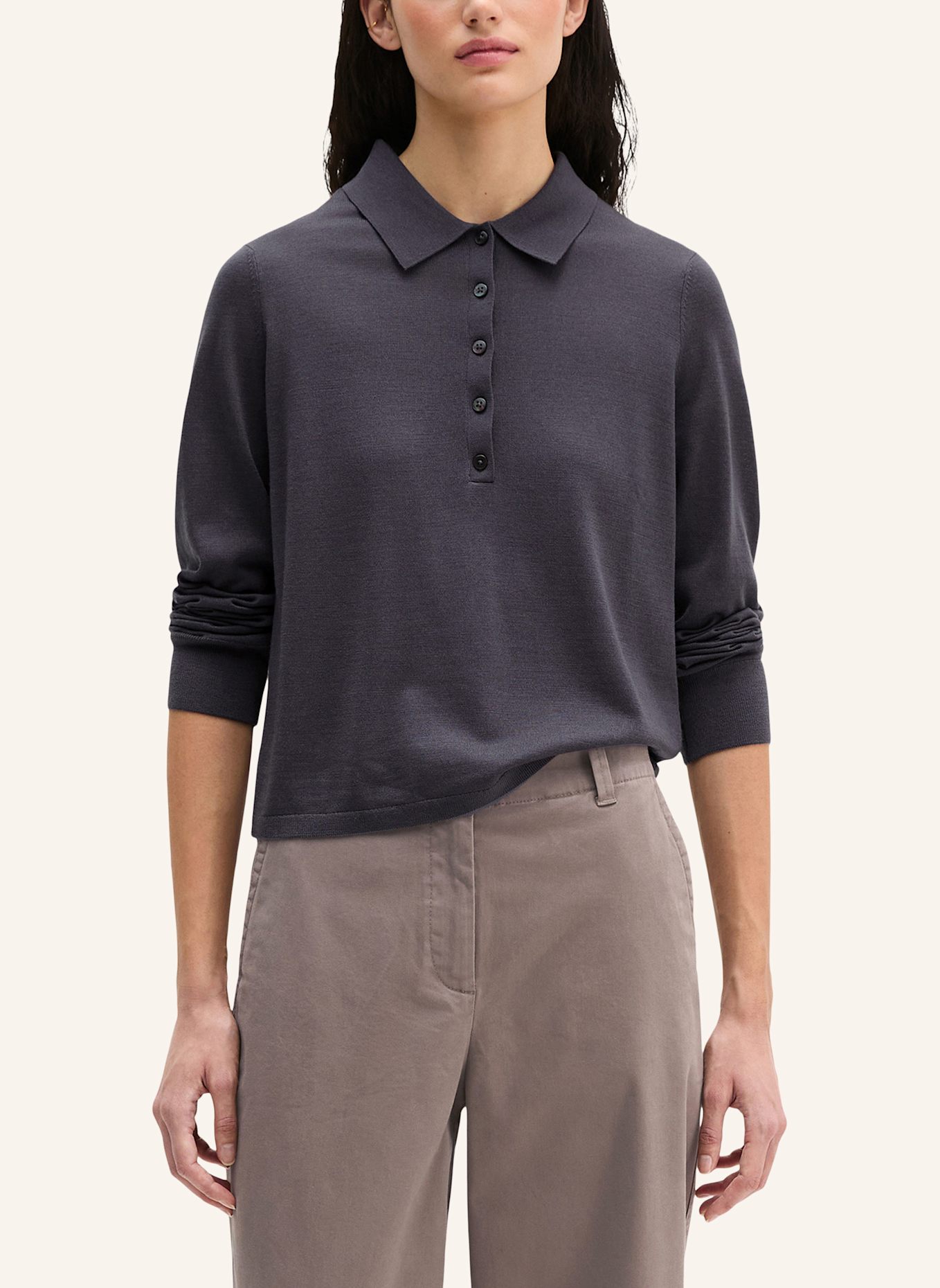 Marc O'Polo Feinstrick-Poloshirt: DUNKELGRAU