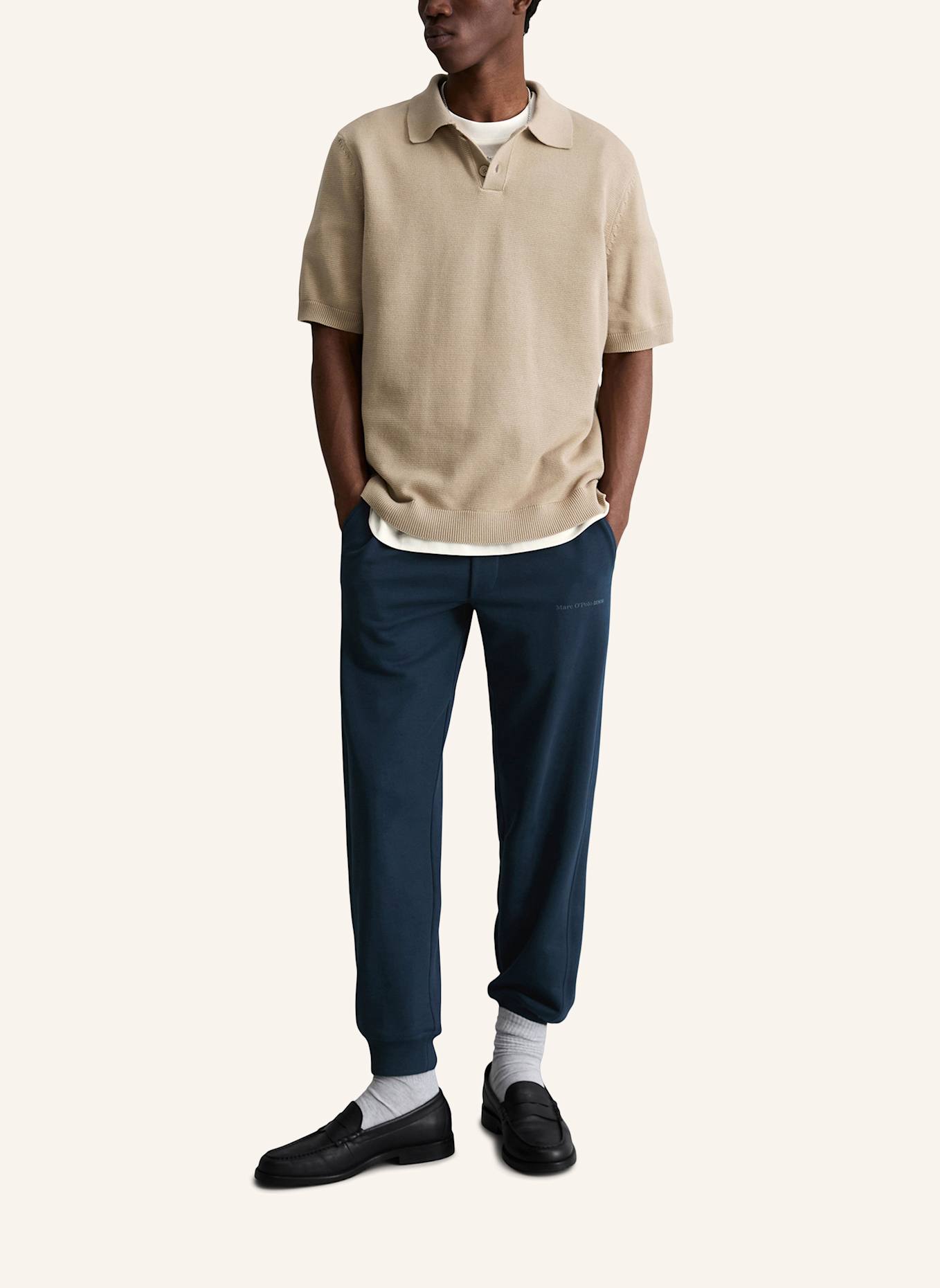 Marc O'Polo DENIM Strick-Poloshirt: BEIGE