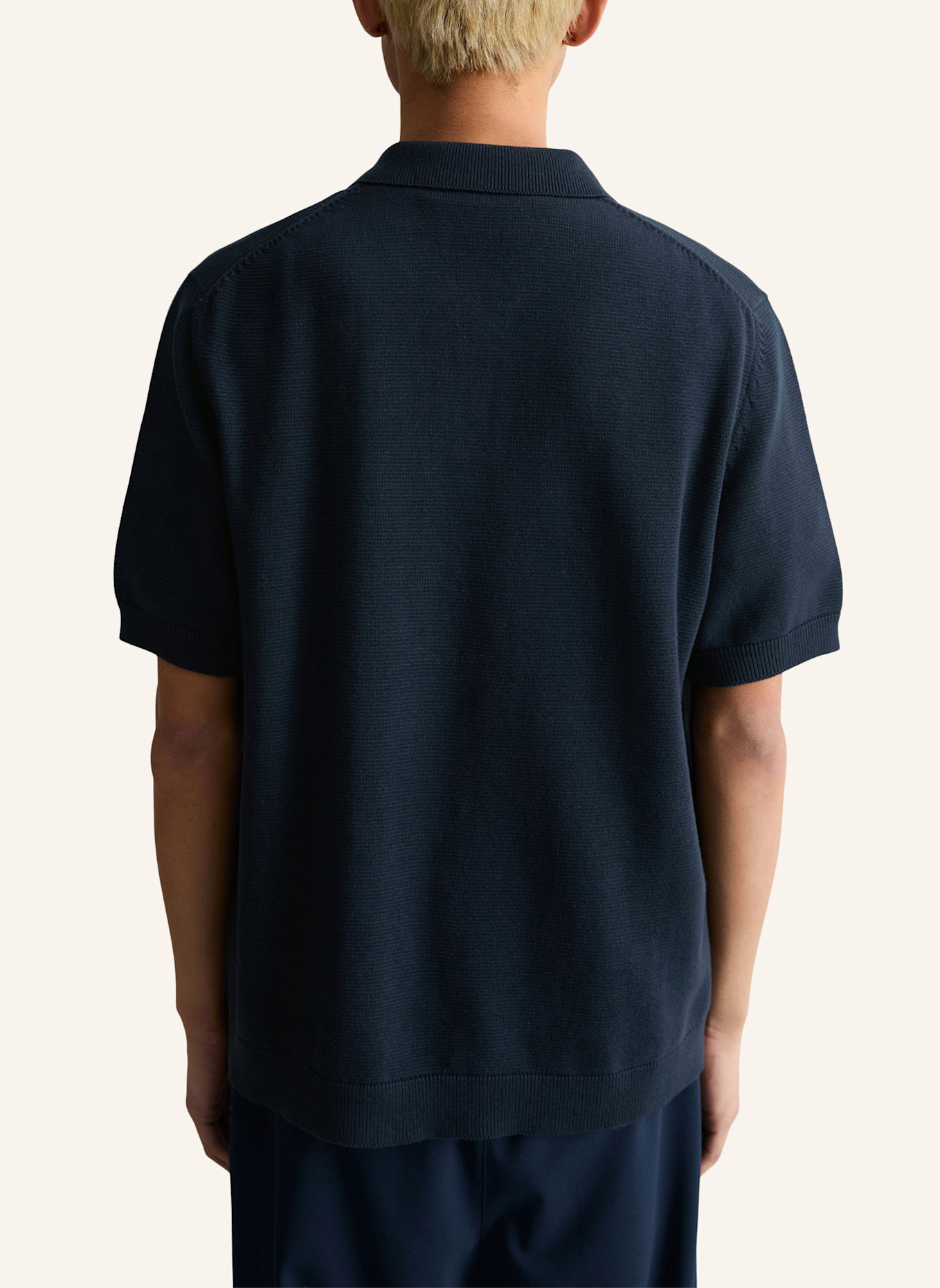 Marc O'Polo DENIM Strick-Poloshirt: DUNKELBLAU