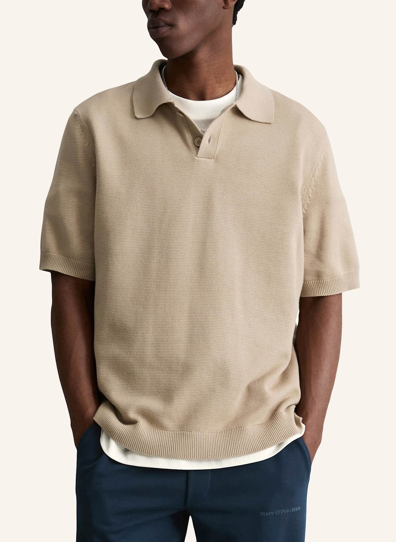 Marc O'Polo DENIM Strick-Poloshirt: BEIGE