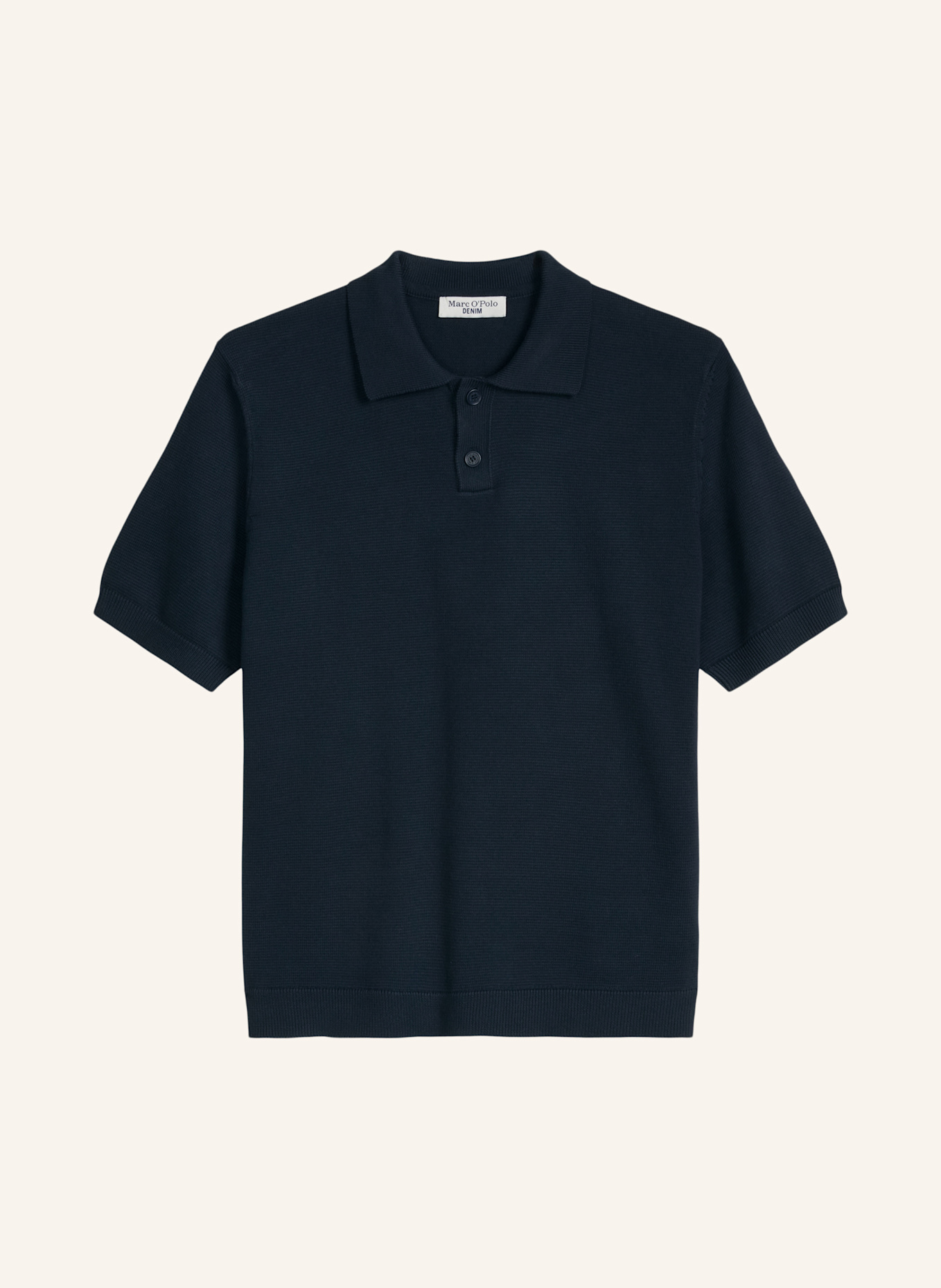 Marc O'Polo DENIM Strick-Poloshirt: DUNKELBLAU