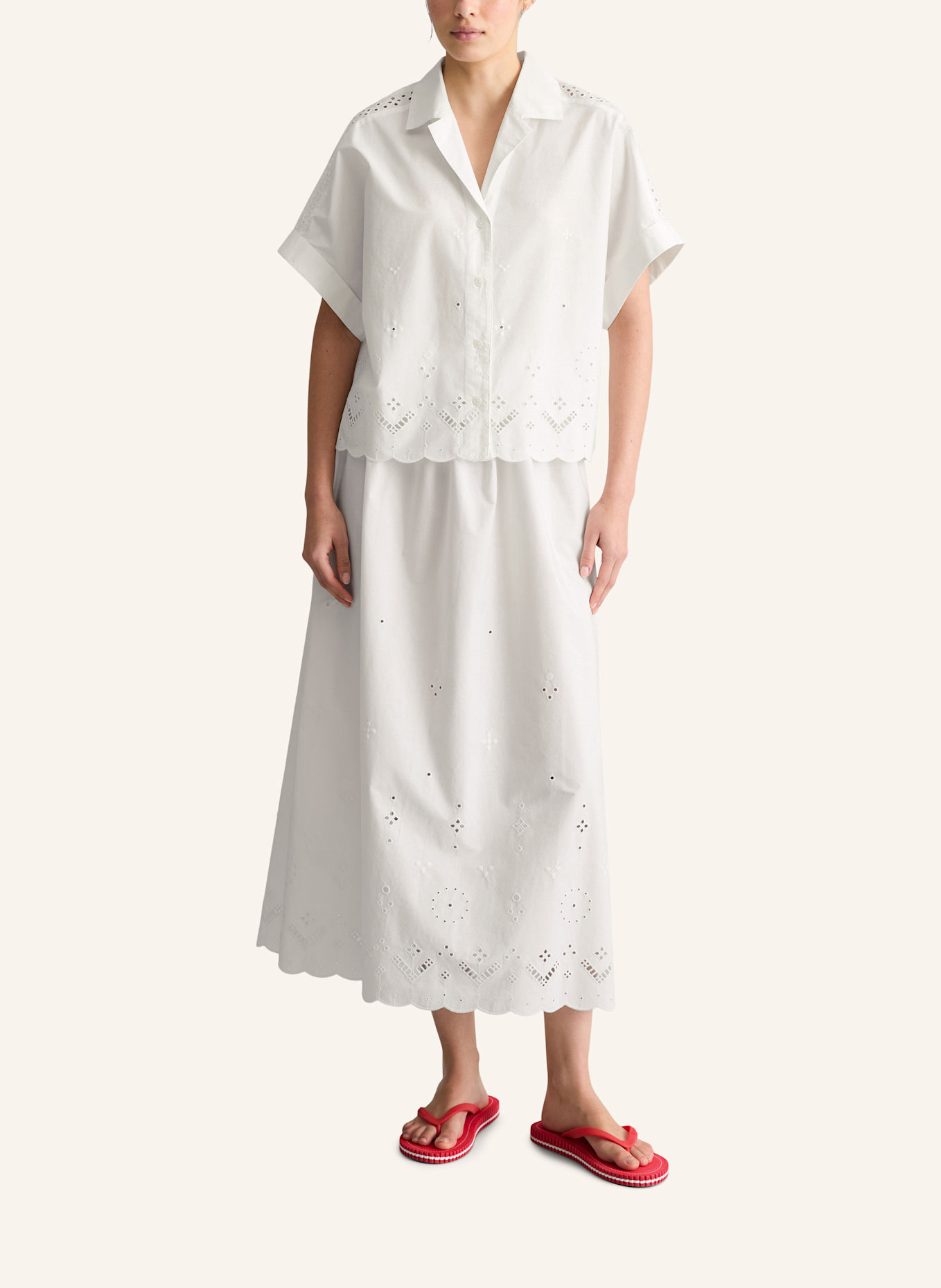 Marc O'Polo DENIM Spitzenbluse: WEISS