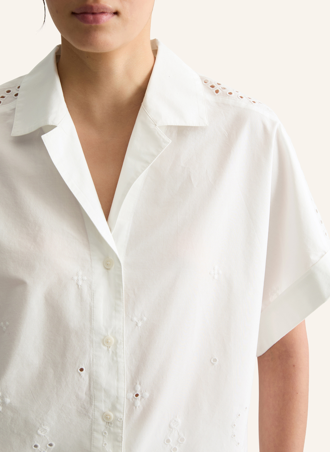 Marc O'Polo DENIM Spitzenbluse: WEISS