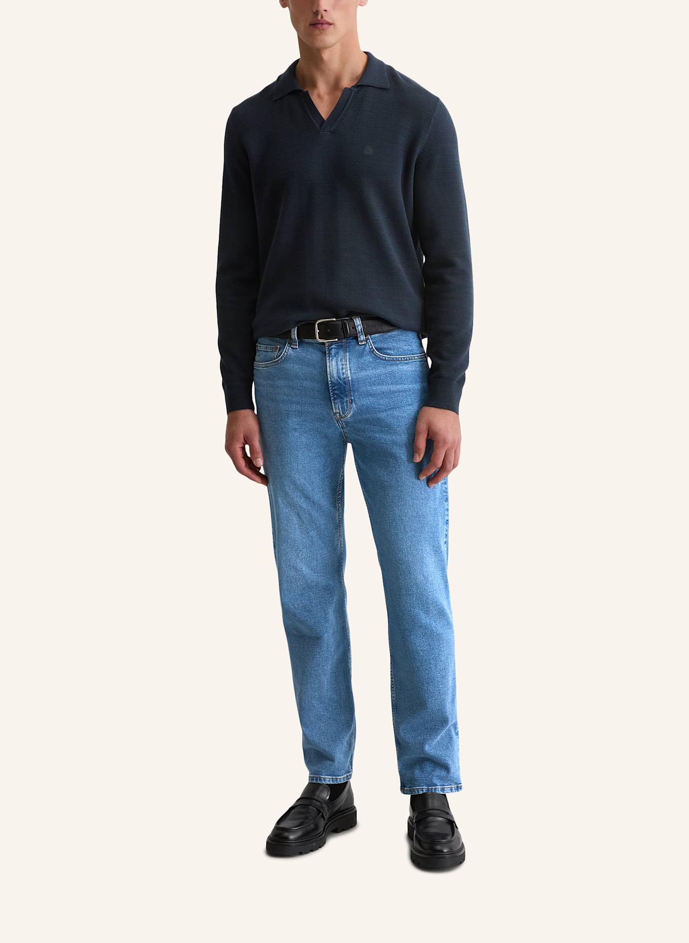 Marc O'Polo Strick-Poloshirt: DUNKELBLAU