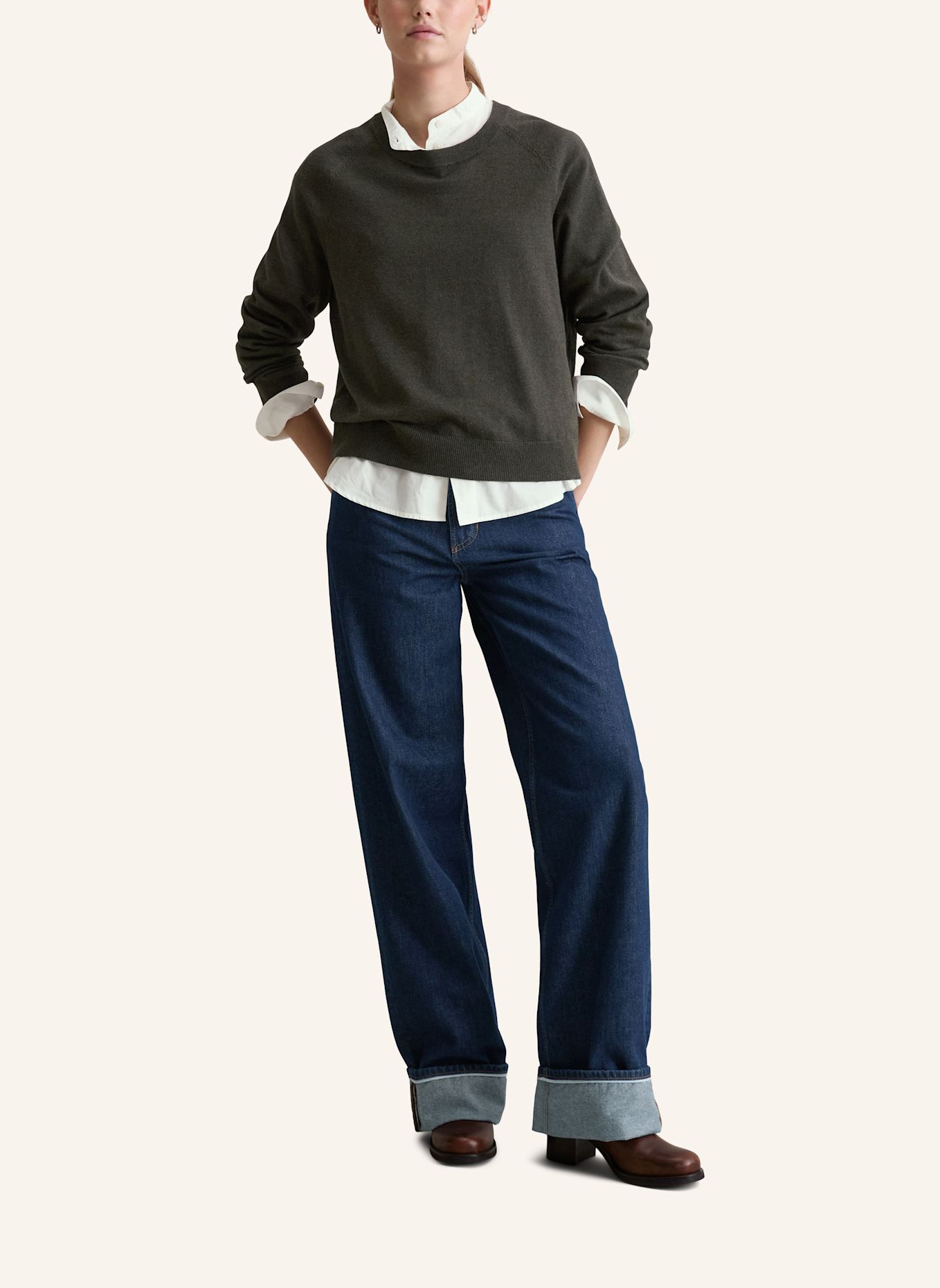 Marc O'Polo DENIM Strickpullover: DUNKELGRÜN