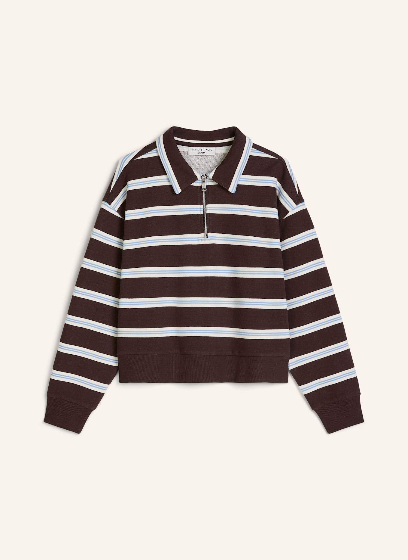 Marc O'Polo DENIM Polo-Sweatshirt: DUNKELBRAUN