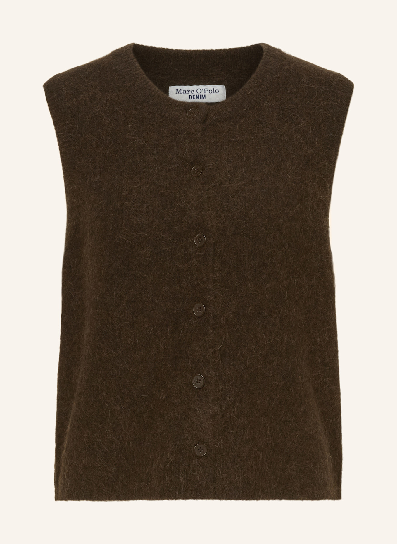 Marc O'Polo DENIM Ärmelloser Cardigan: DUNKELBRAUN