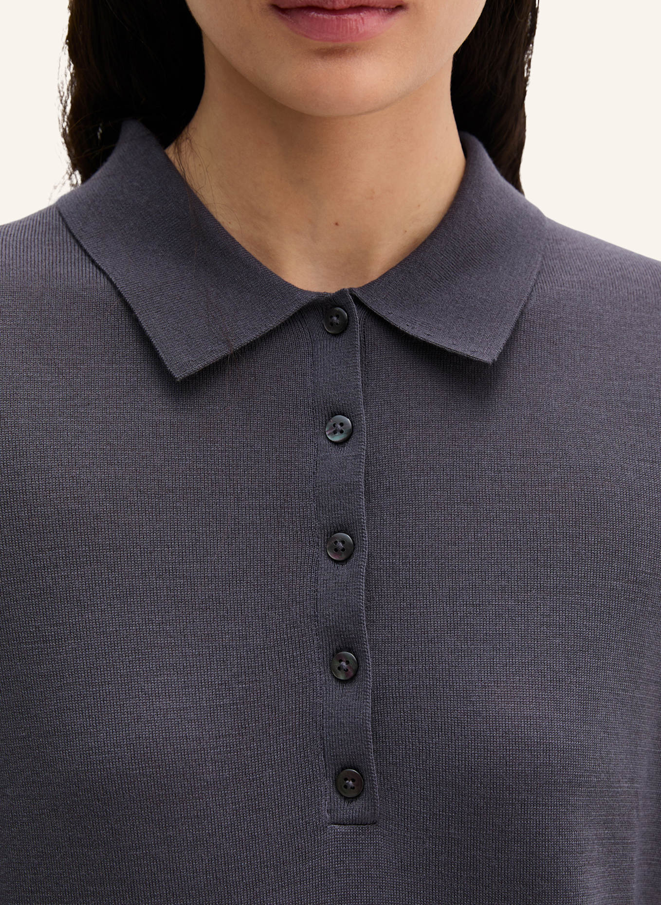 Marc O'Polo Feinstrick-Poloshirt: DUNKELGRAU