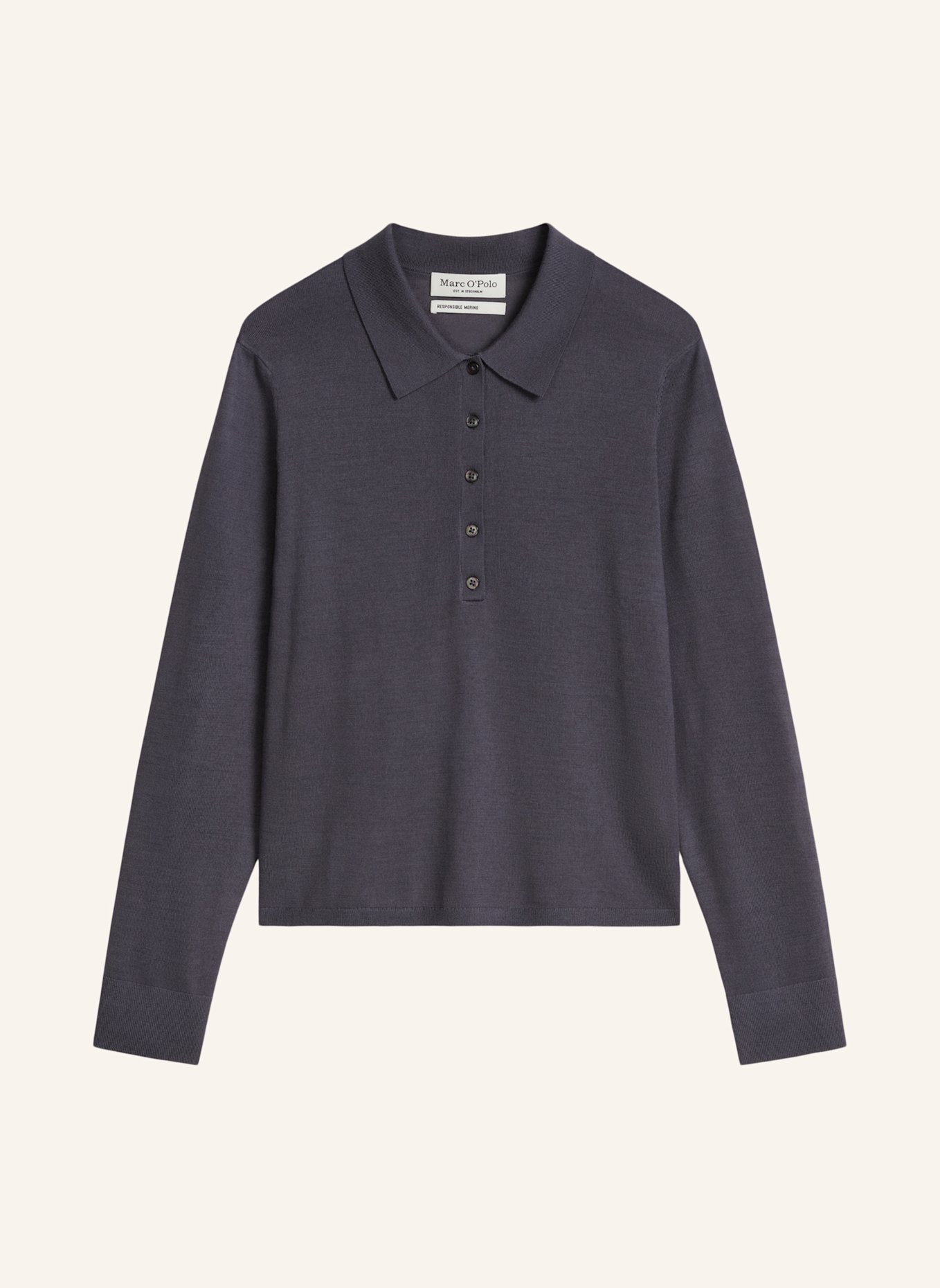 Marc O'Polo Feinstrick-Poloshirt: DUNKELGRAU