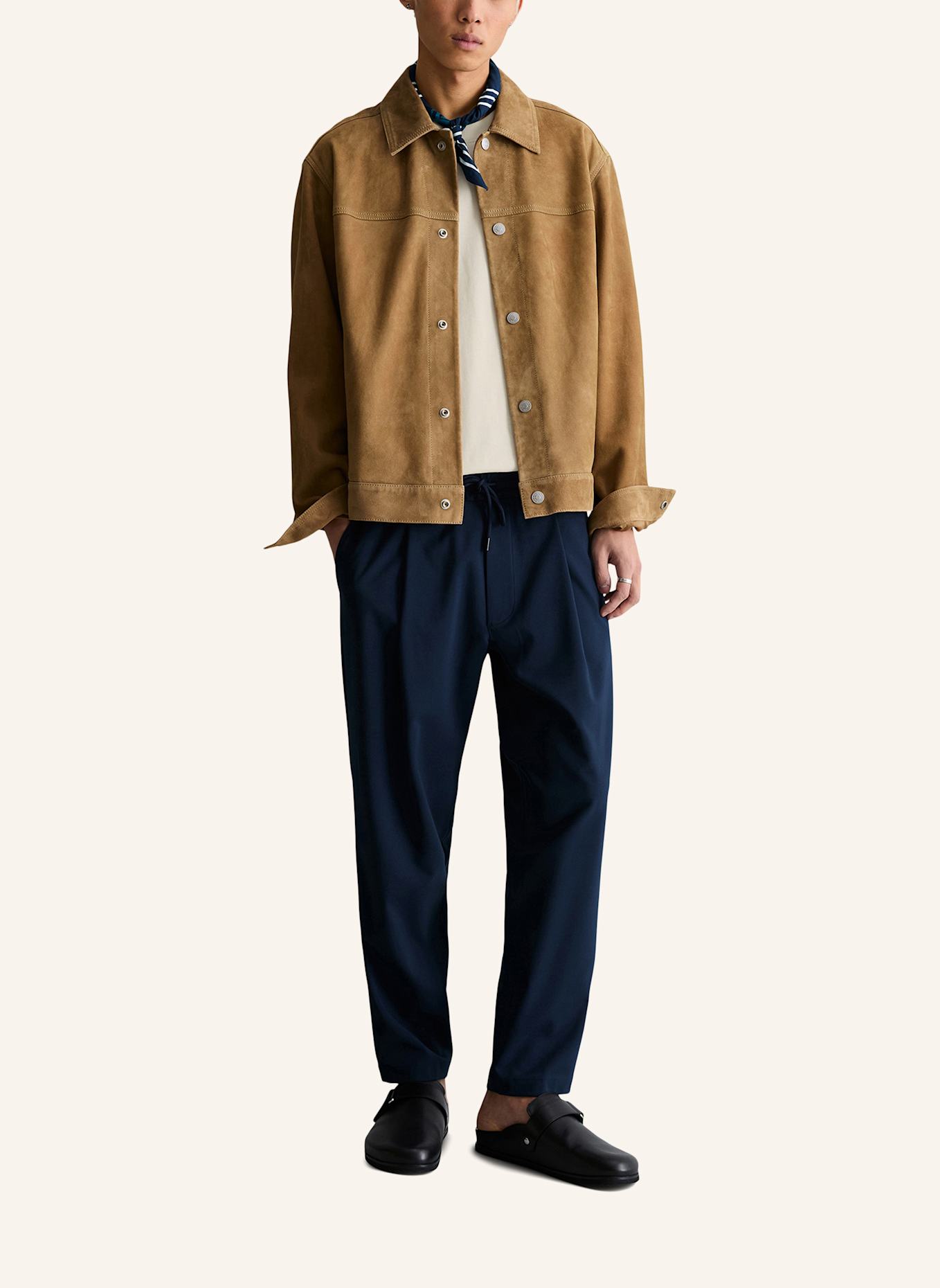 Marc O'Polo DENIM Lederjacke: GRAU