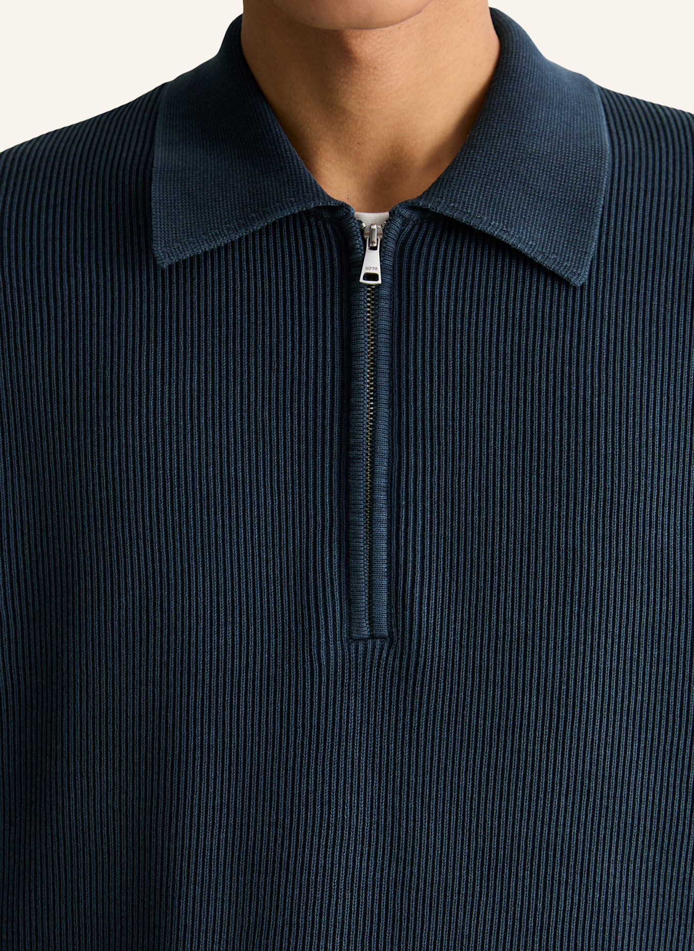 Marc O'Polo DENIM Strick-Poloshirt: DUNKELBLAU
