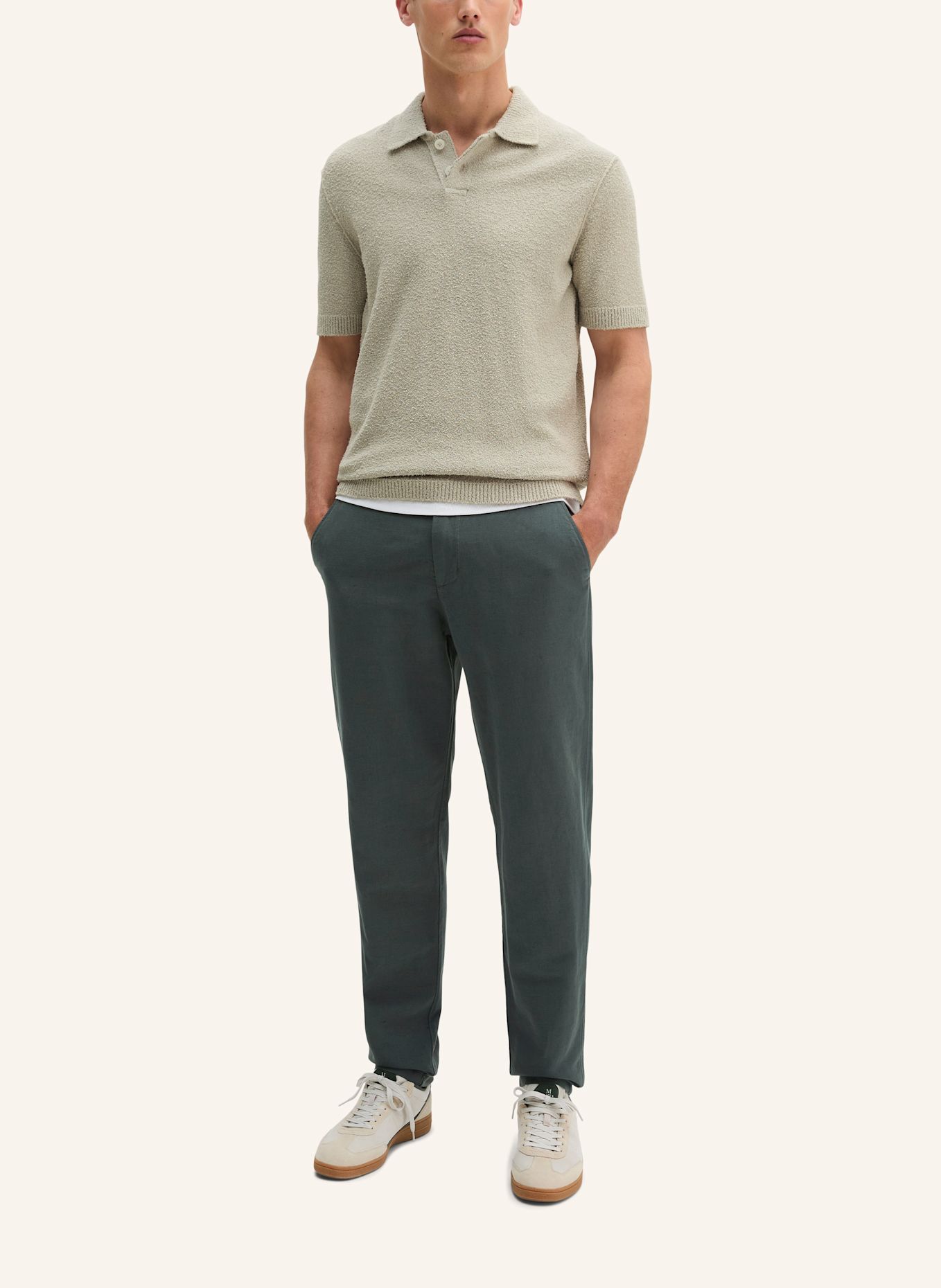Marc O'Polo Bouclé-Poloshirt: HELLGRAU