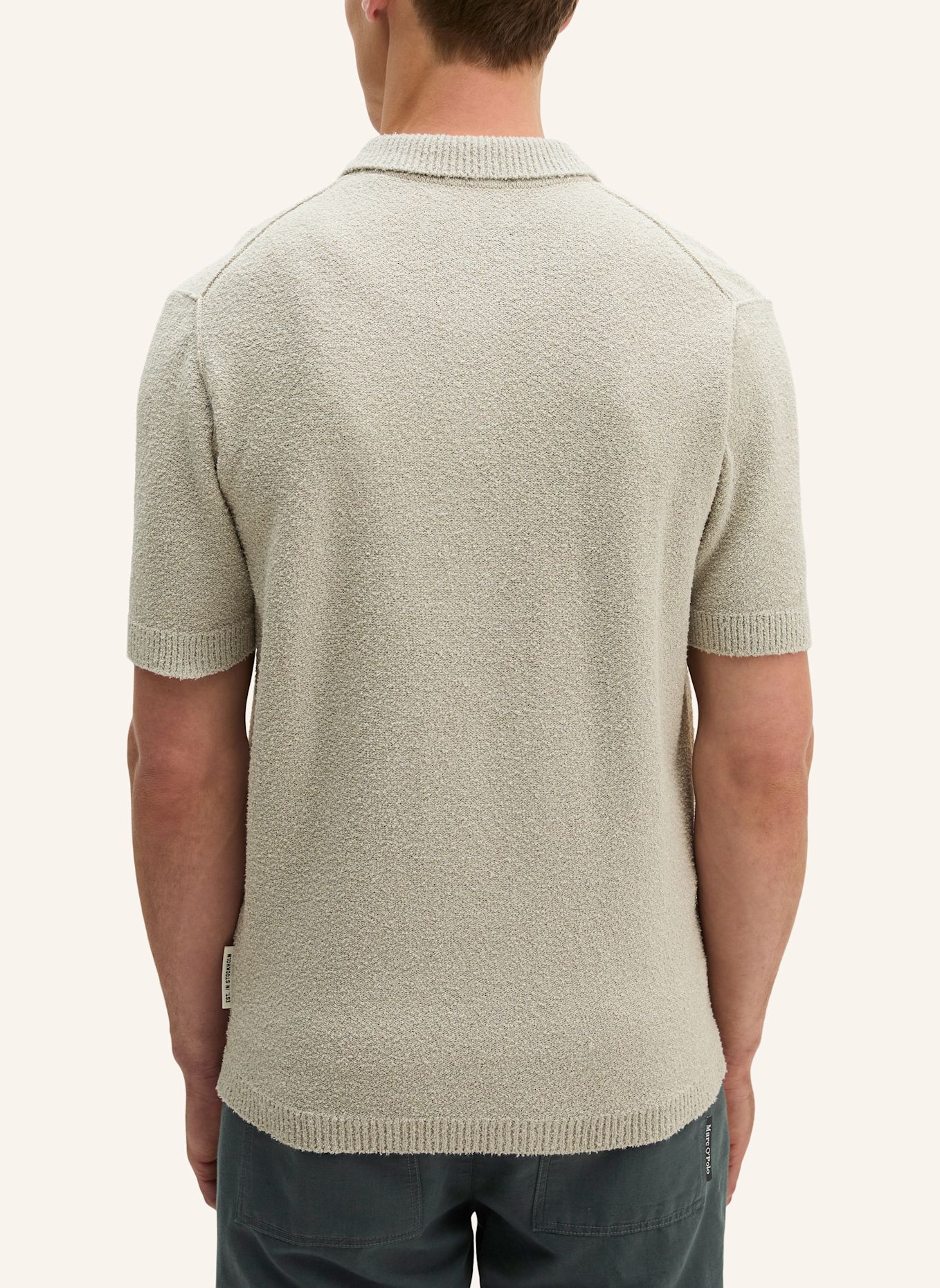 Marc O'Polo Bouclé-Poloshirt: HELLGRAU