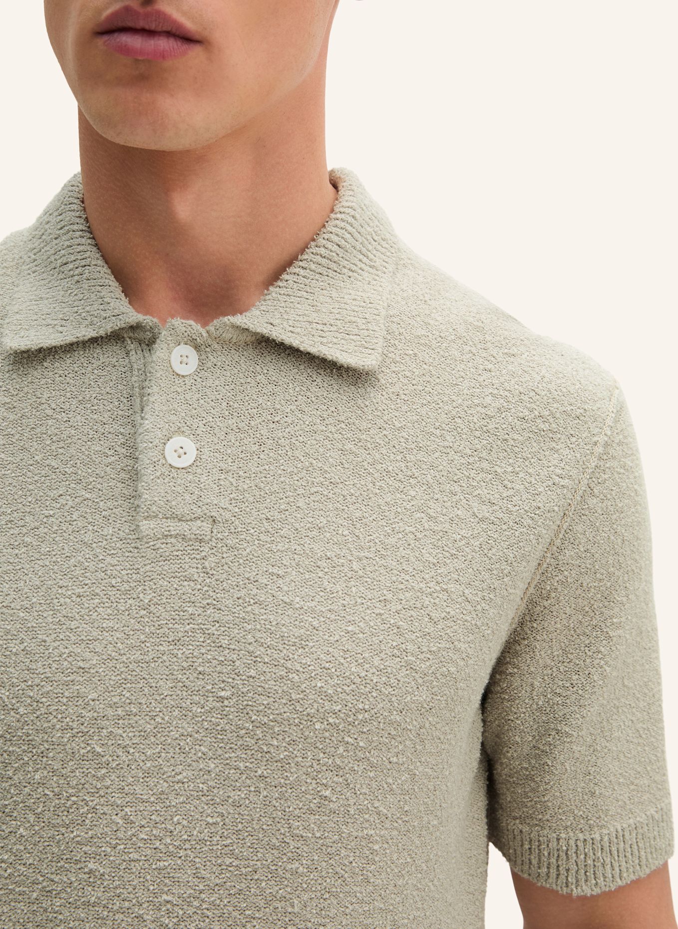 Marc O'Polo Bouclé-Poloshirt: HELLGRAU