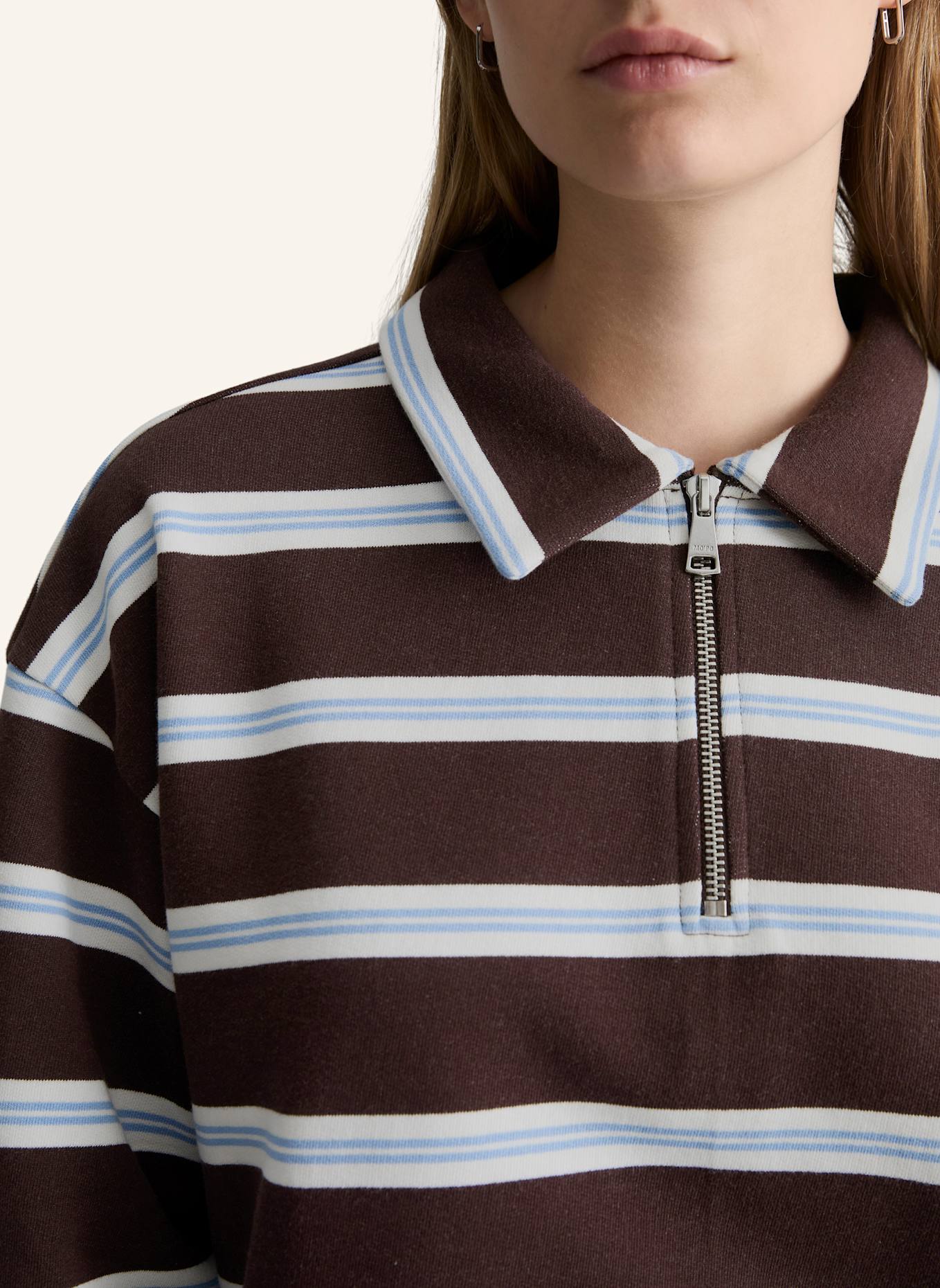Marc O'Polo DENIM Polo-Sweatshirt: DUNKELBRAUN