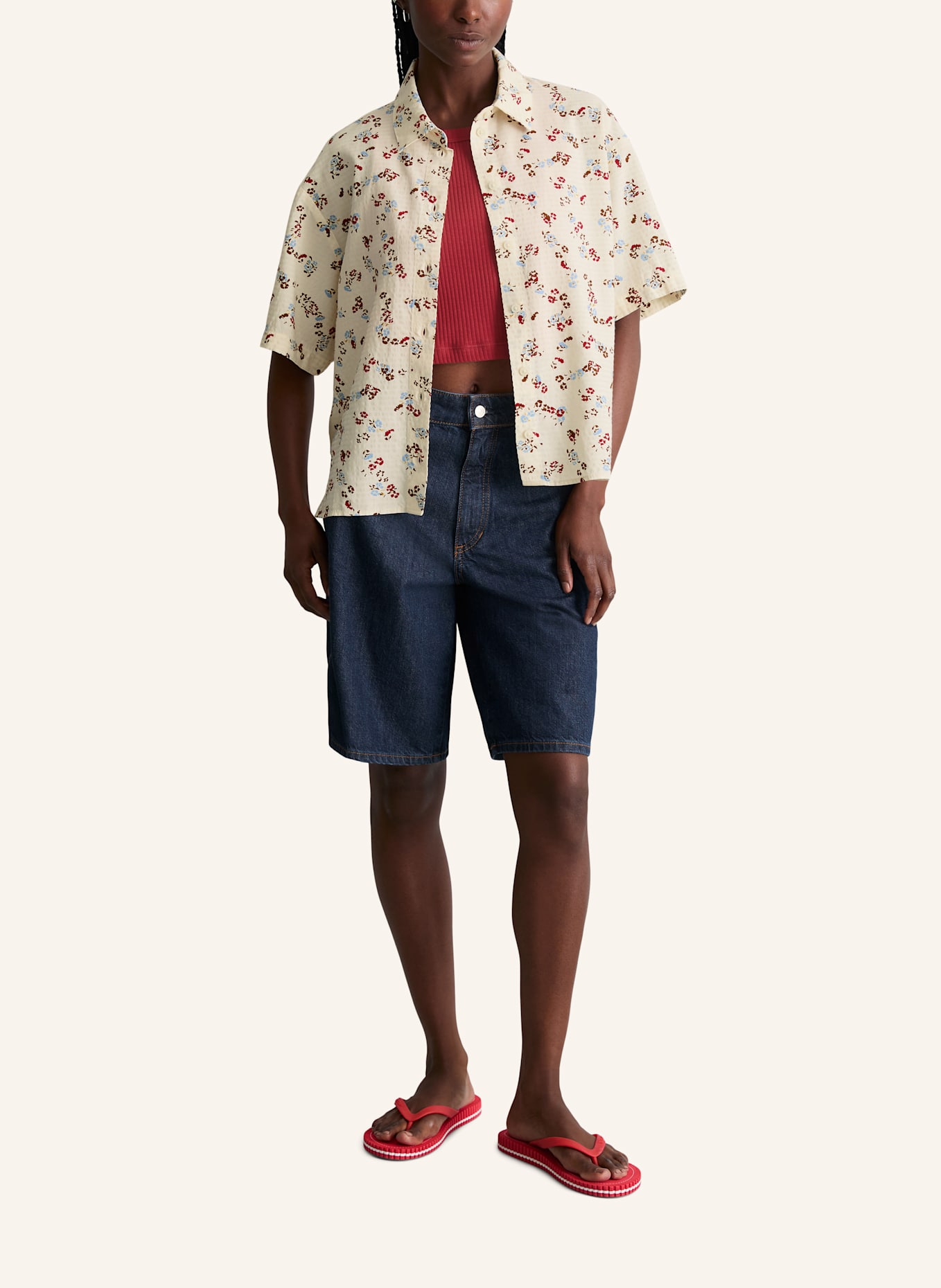 Marc O'Polo DENIM Print-Bluse: WEISS
