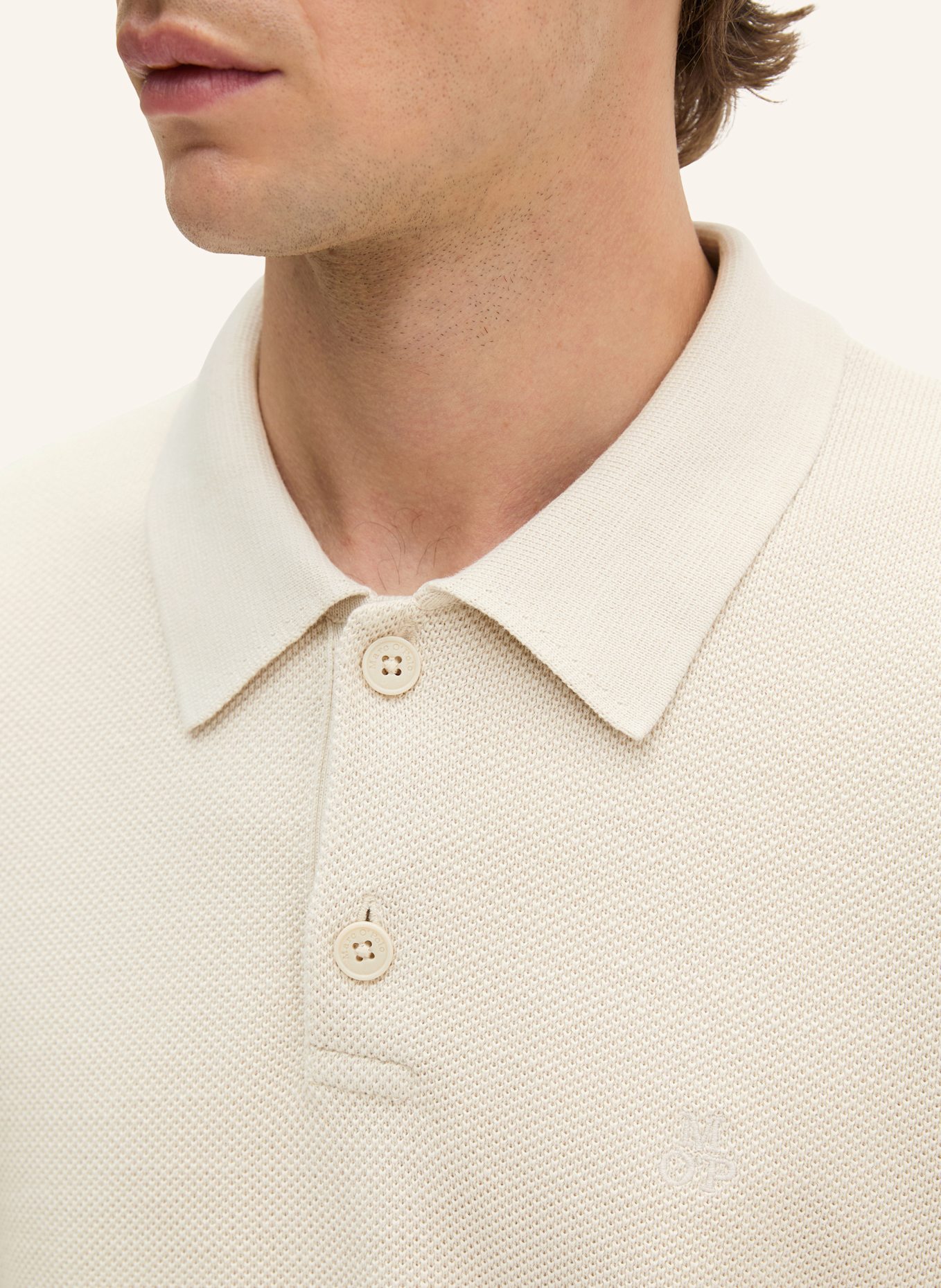 Marc O'Polo Strick-Poloshirt: HELLGRAU
