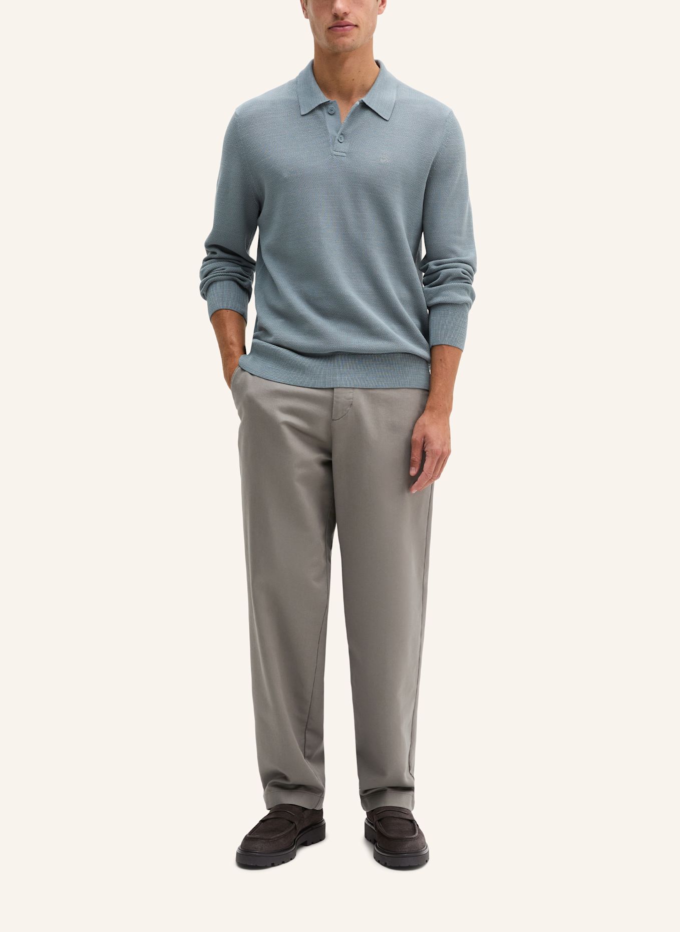 Marc O'Polo Strick-Poloshirt: GRAU