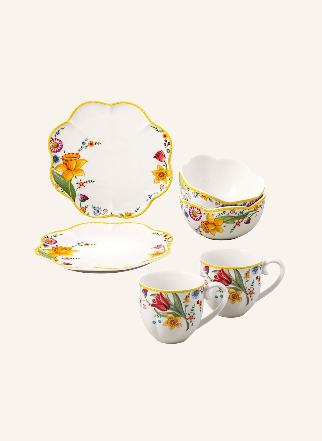 Villeroy & Boch Frühstücks-Set für 2, 6tlg. SPRING AWAKENING: GELB/ GRÜN