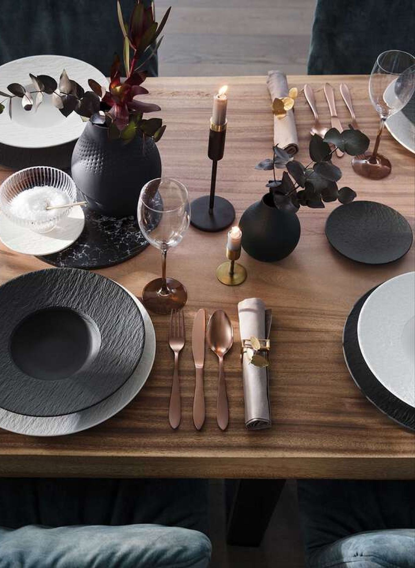 Villeroy & Boch Tafelset 4tlg. EC MANUFACTURE ROCK: SCHWARZ/ GRAU