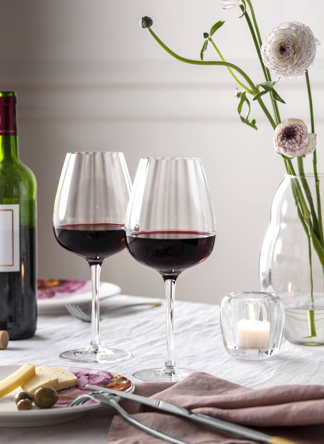 Villeroy & Boch Rotweinkelch, Set 4tlg. ROSE GARDEN: WEISS