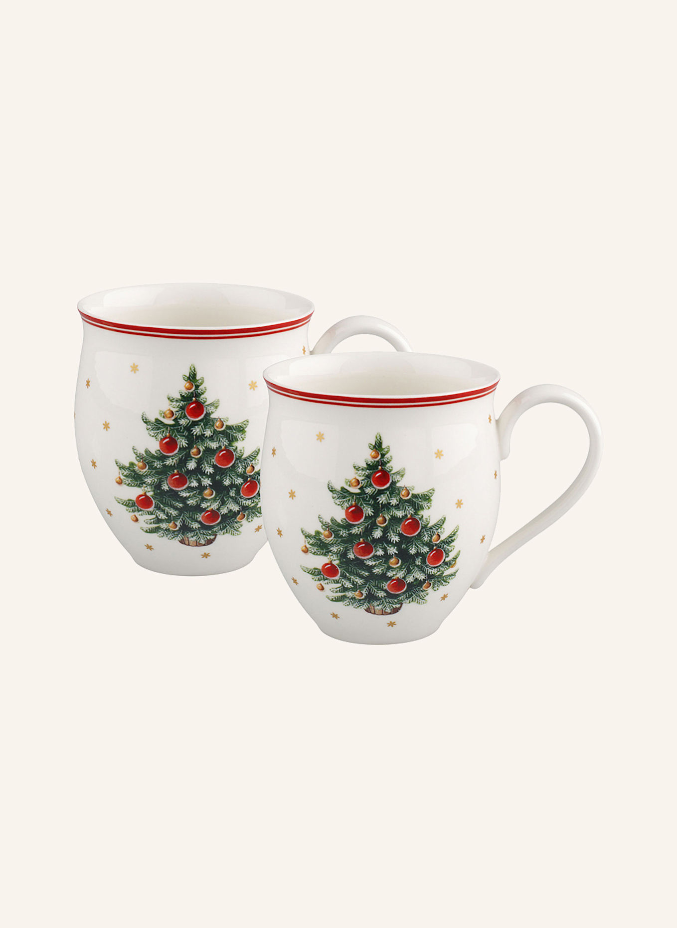 Villeroy & Boch Becher mit Henkel Set 2tlg., Tannenbaum TOY'S DELIGHT: ROT/ WEISS