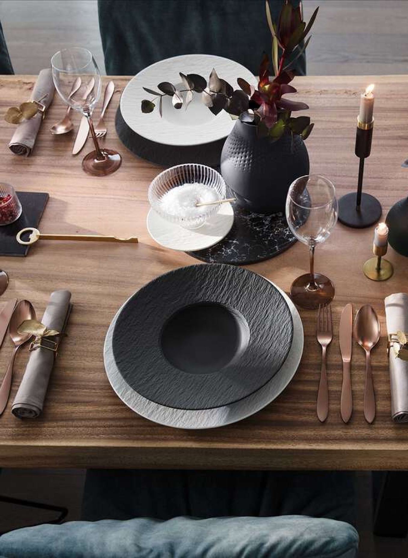 Villeroy & Boch Pastaset 12tlg. EC MANUFACTURE ROCK: SCHWARZ