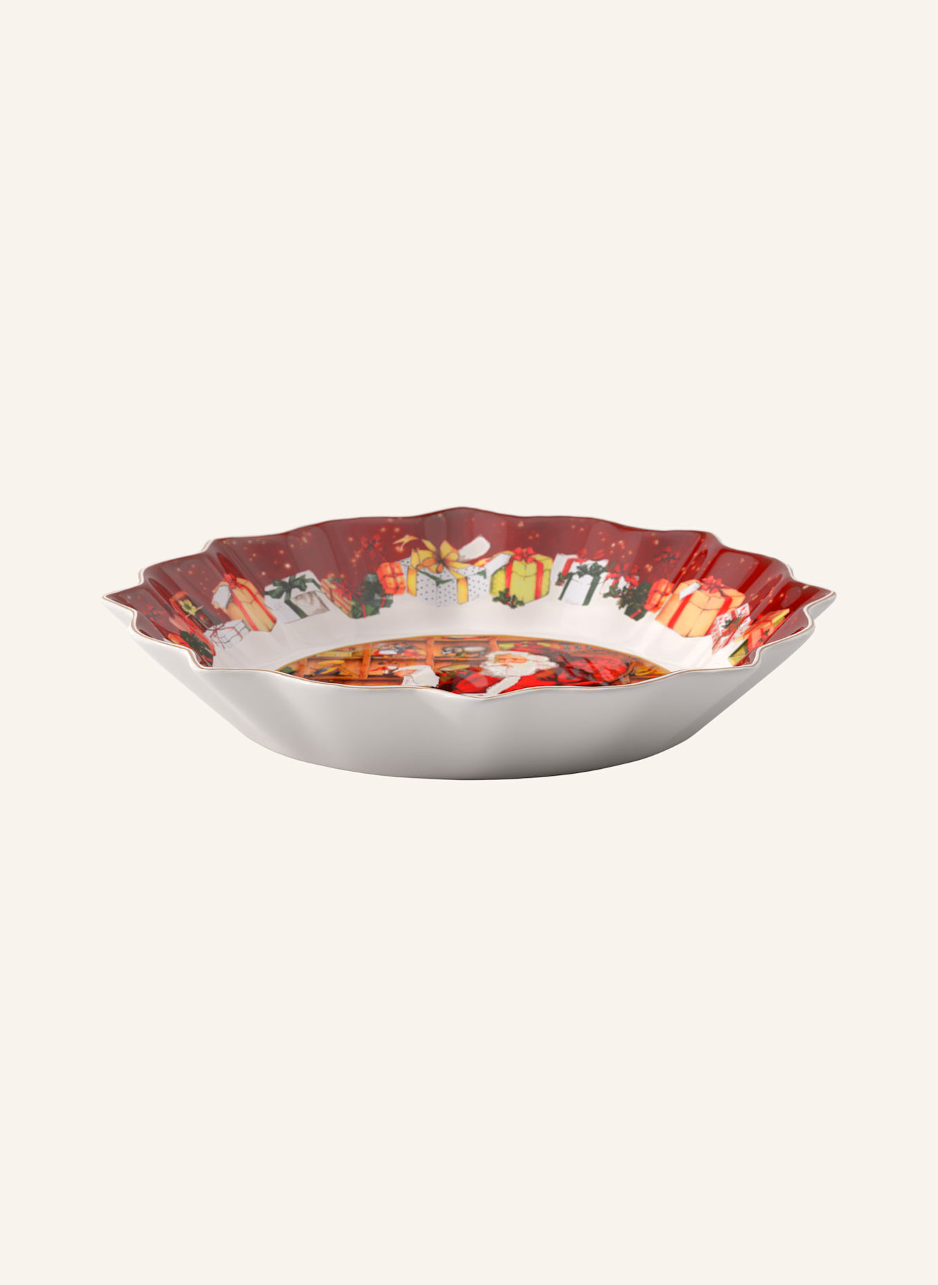 Villeroy & Boch Schale groß, Santa liest Wunschzettel TOY'S FANTASY: GELB/ GRÜN/ BLAU/ ROT