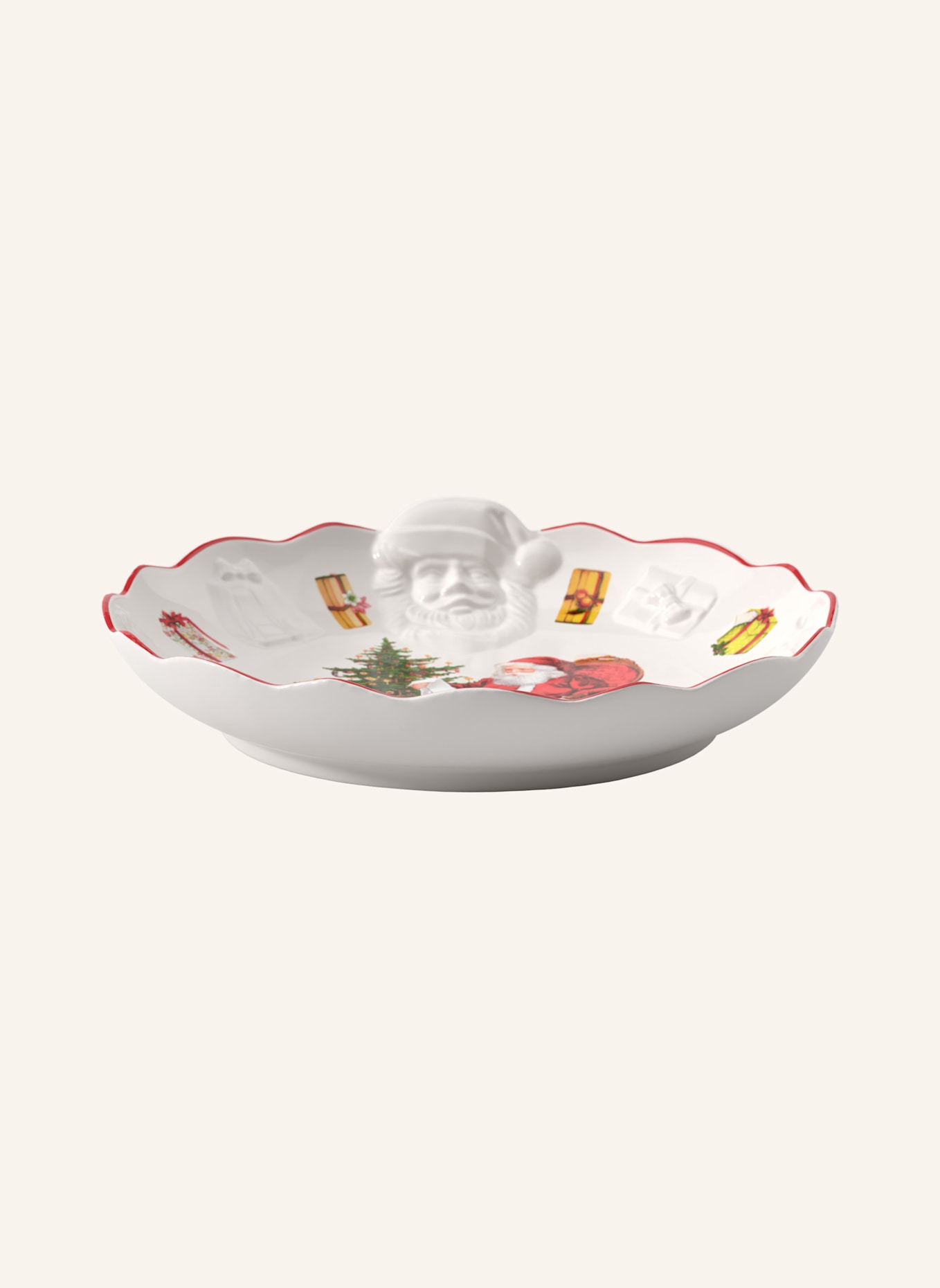 Villeroy & Boch Schale mit Santa Relief, Wunschzettel TOY'S FANTASY: GELB/ GRÜN/ BLAU/ ROT
