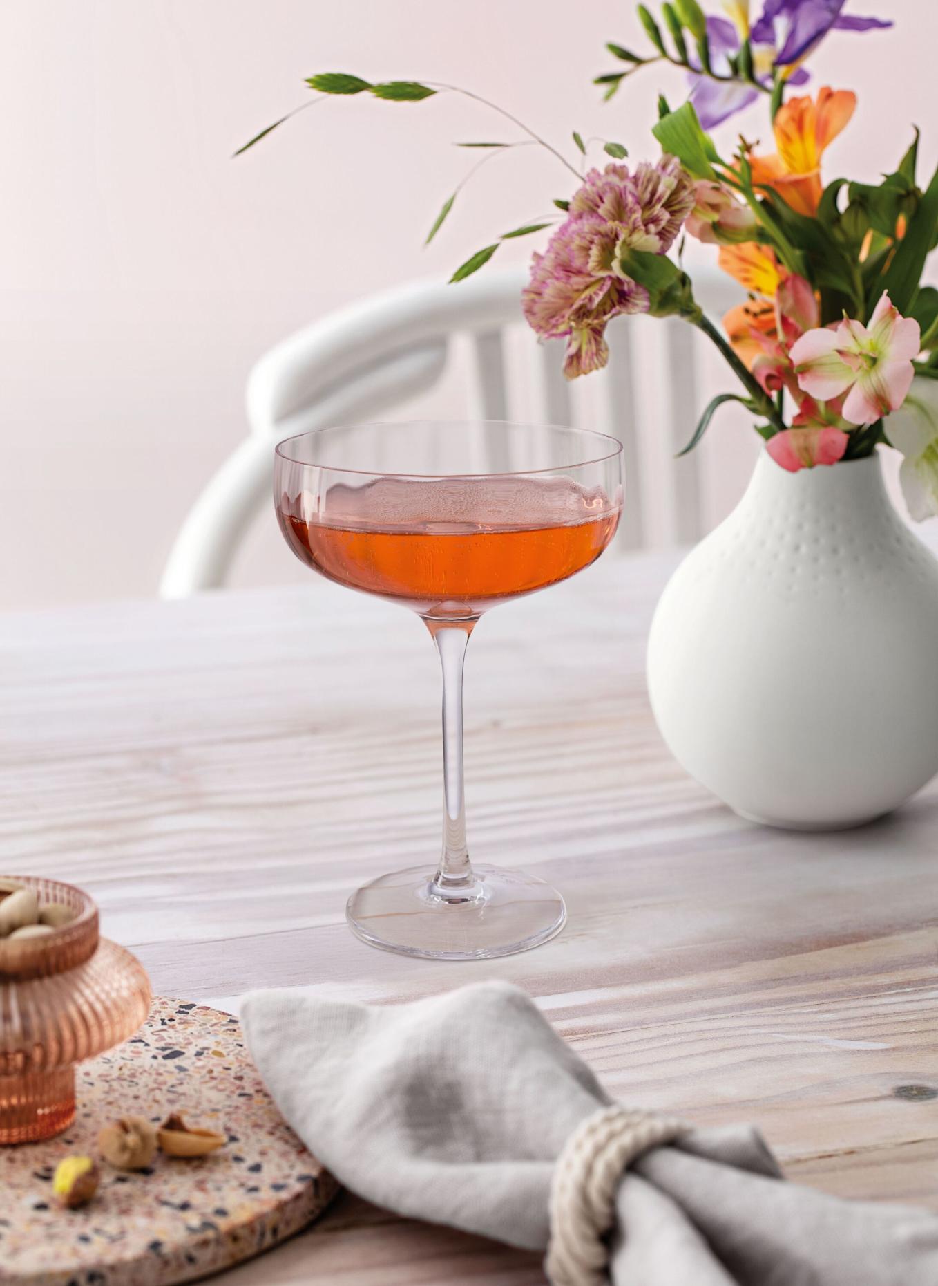 Villeroy & Boch Sekt-/Champagnerschale, Set 4tlg ROSE GARDEN: WEISS