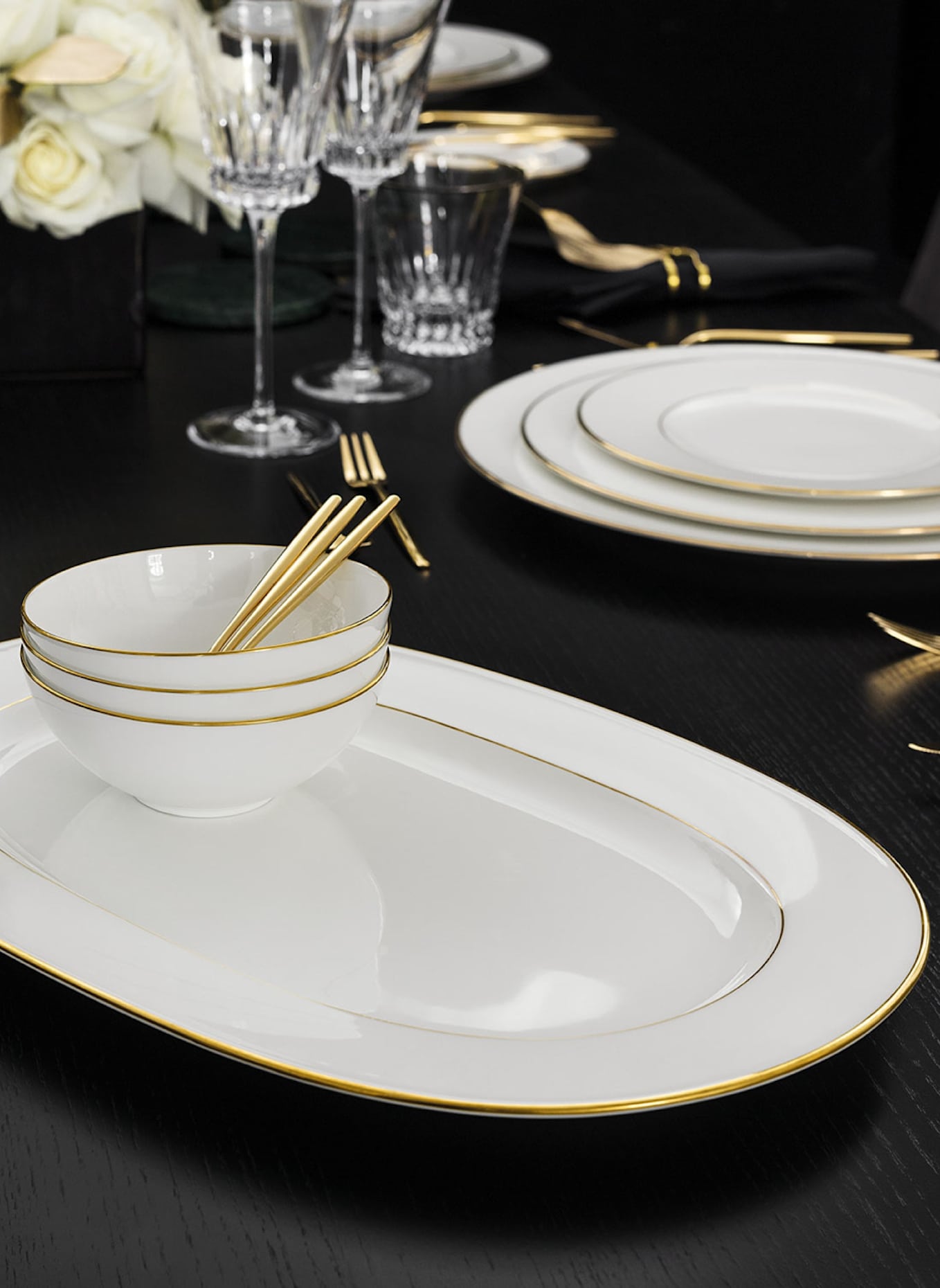 Villeroy & Boch Platte oval ANMUT GOLD: WEISS