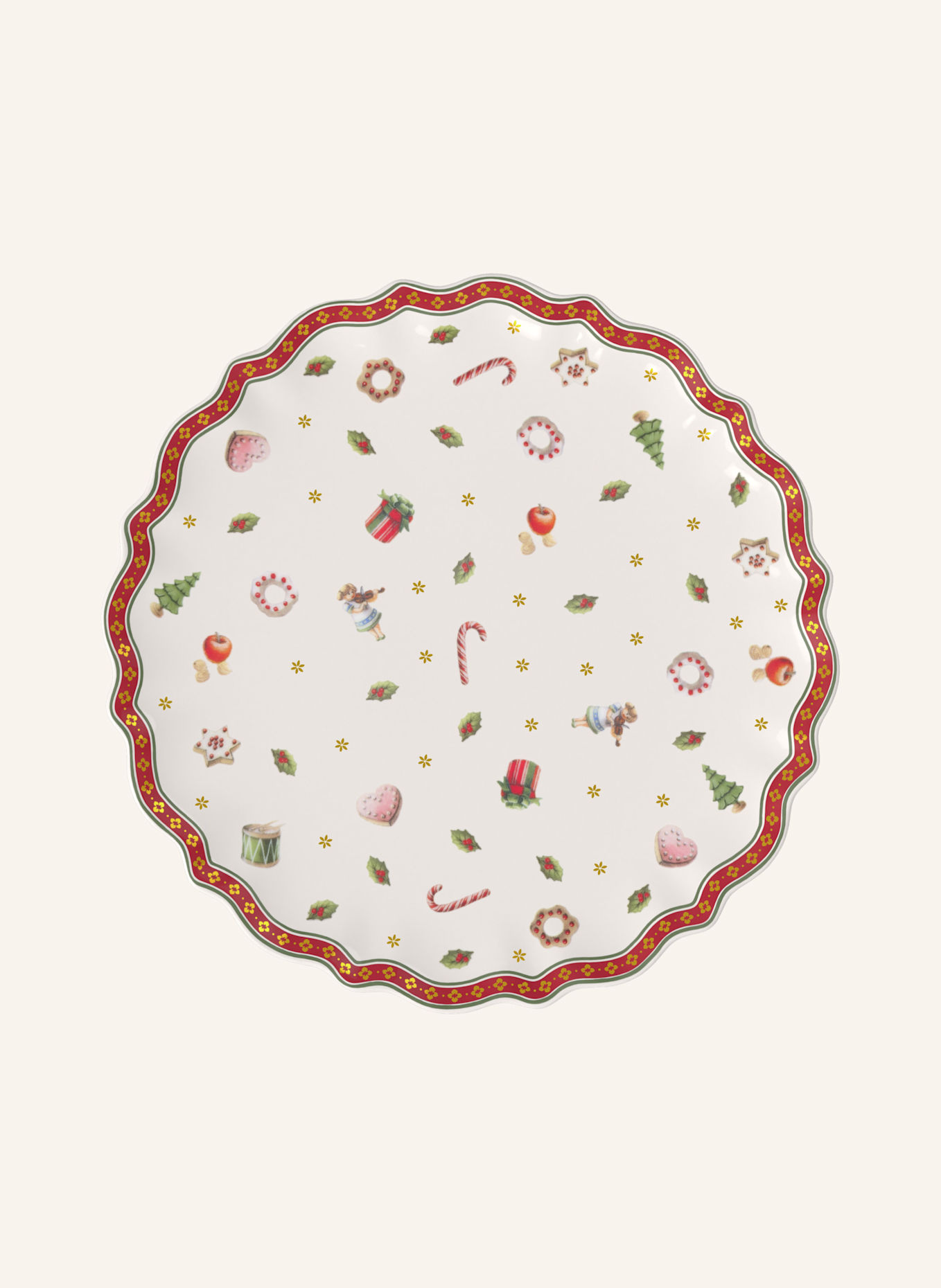 Villeroy & Boch Kuchenplatte auf Fuß klein TOY'S DELIGHT: ROT/ WEISS