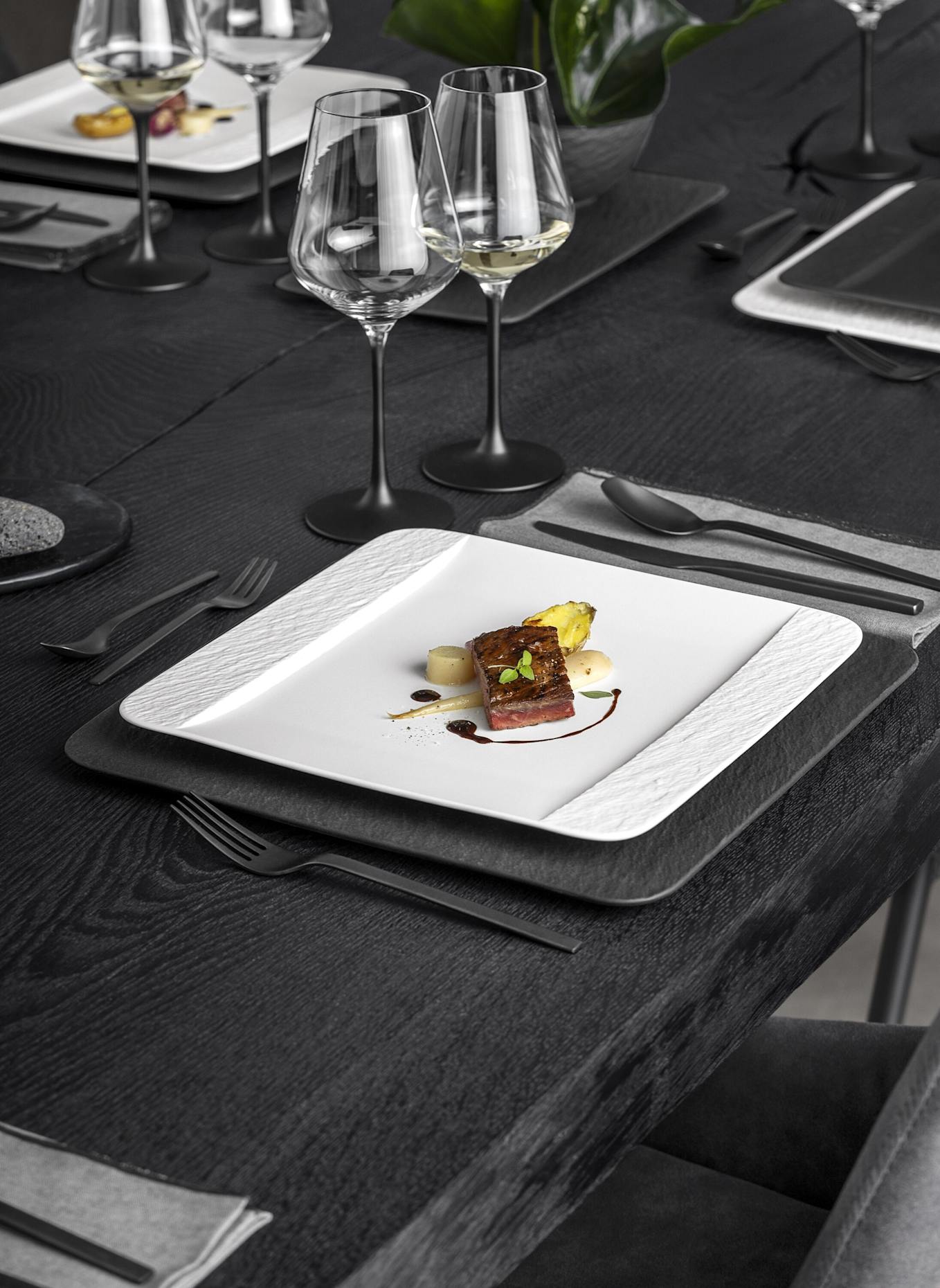 Villeroy & Boch Speiseteller quadratisch MANUFACTURE ROCK BLANC: WEISS