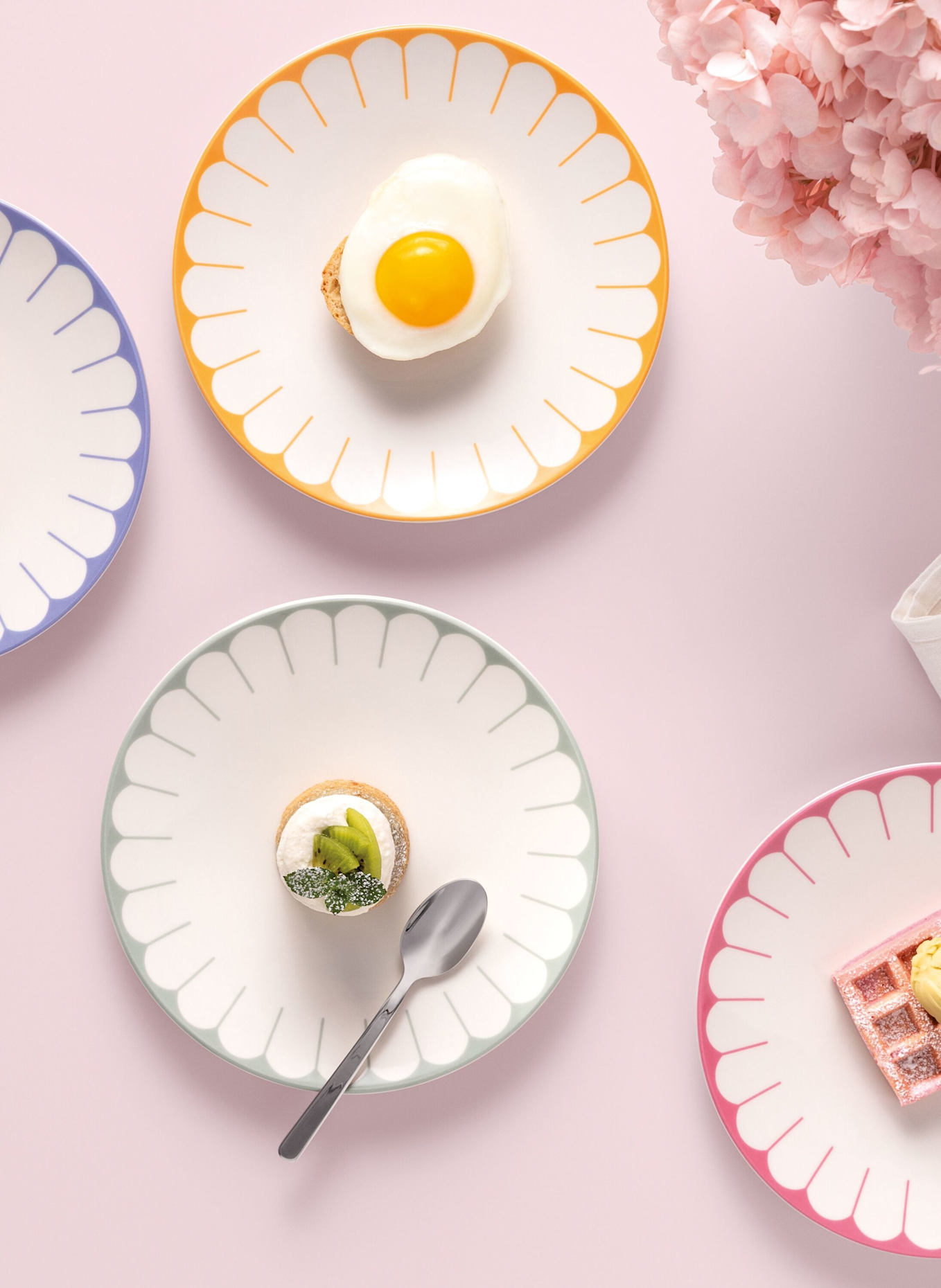 Villeroy & Boch Frühstücks-/Dessertteller 4tlg. FLEUR COULEUR: GELB/ GRÜN/ BLAU/ ROT