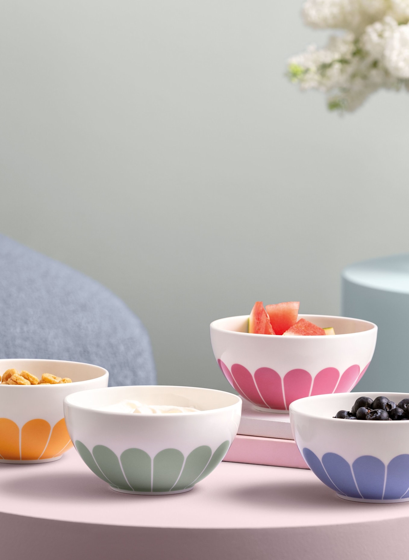 Villeroy & Boch Müslischale 4tlg. FLEUR COULEUR: GELB/ GRÜN/ BLAU/ ROT